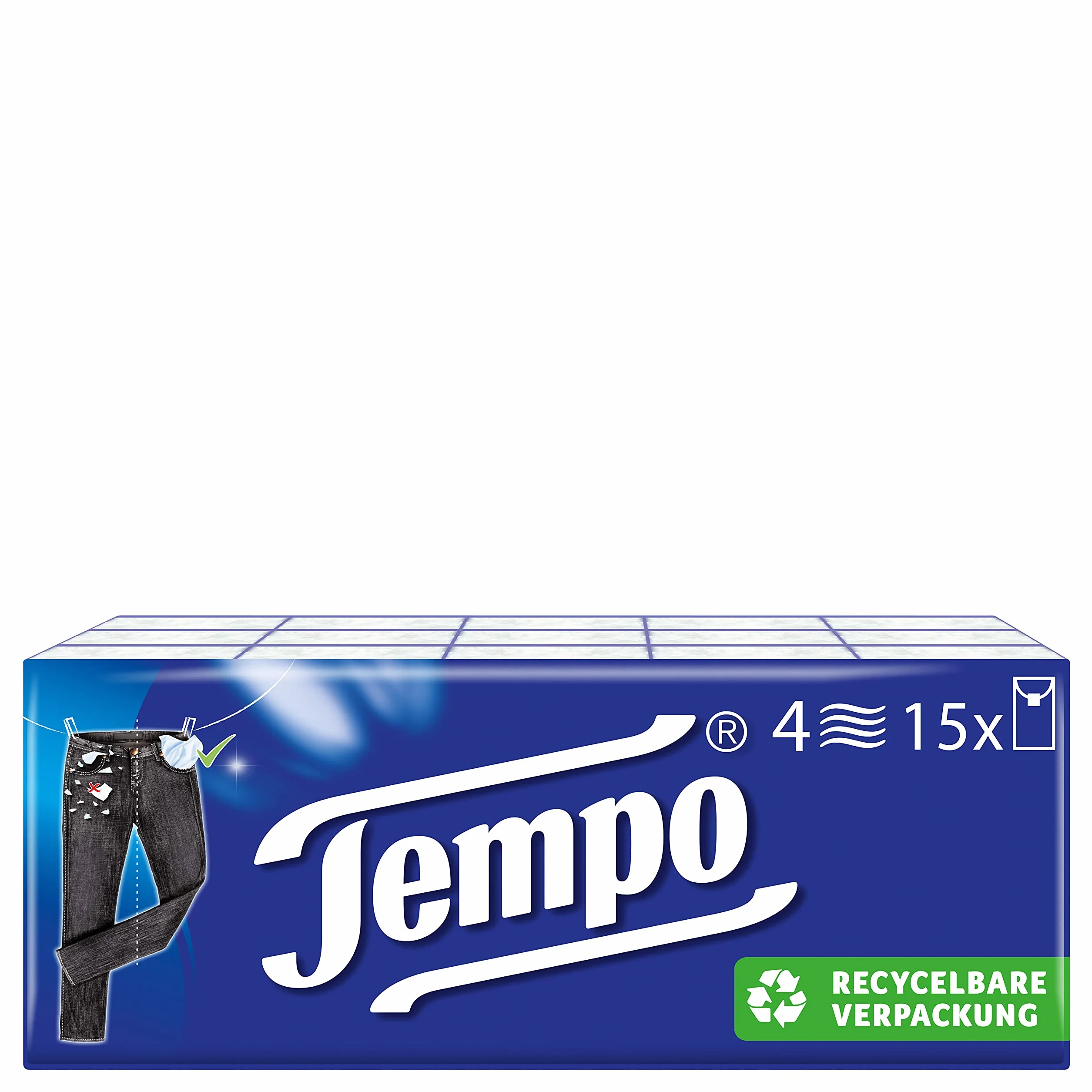 Tempo Chusteczki higieniczne klasyczne, 4-warstwowe ręczniki papierowe w sprawdzonej jakości tempa, 15 x 10 chusteczek (150 chusteczek)