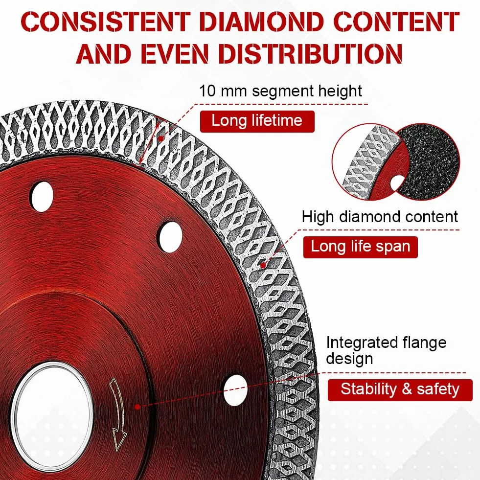 flintronic Diamentowe tarcze tnące 125 mm do szlifierki kątowej, 2 szt. super cienkich diamentowych brzeszczotów, czyste cięcie porcelany, płytek, granitu, marmuru, kamieni, cegieł i ceramiki, cięcie