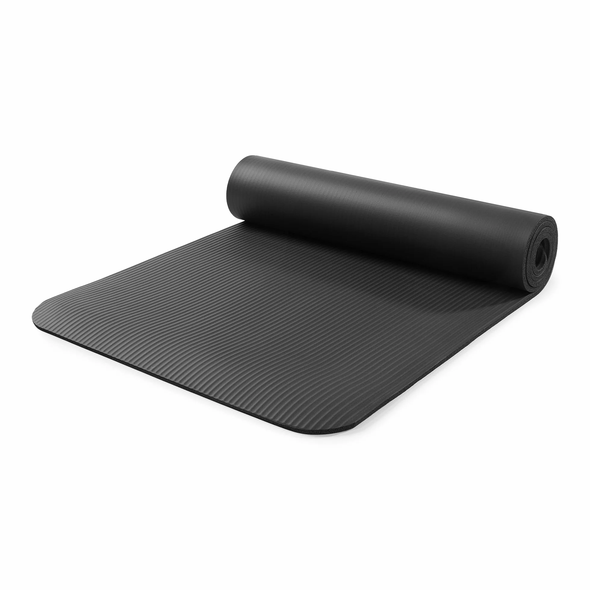 HyperMotion Mata do Ćwiczeń Fitness i Jogi NBR 183x61x0,8 cm Czarna, Antypoślizgowa, 8 mm, z Paskiem do Ćwiczeń i Przenoszenia, do Jogi, Pilatesu i Stretchingu