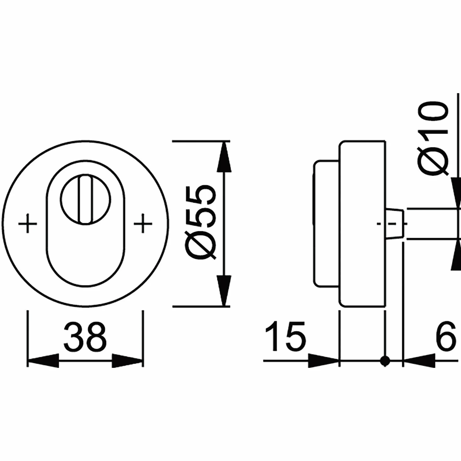 HOPPE Okrągła rozeta z otworami PZ cylinder profilowy drzwi wejściowe zabezpieczenie przed wyciągnięciem rdzenia średnica 52 x 8 mm stal szlachetna matowa 1 sztuka