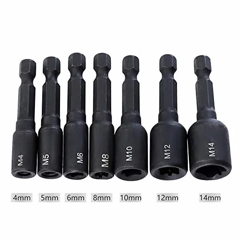 Adaptery do gwintowników M4-M14 1/4'' trzpień sześciokątny 7 sztuk