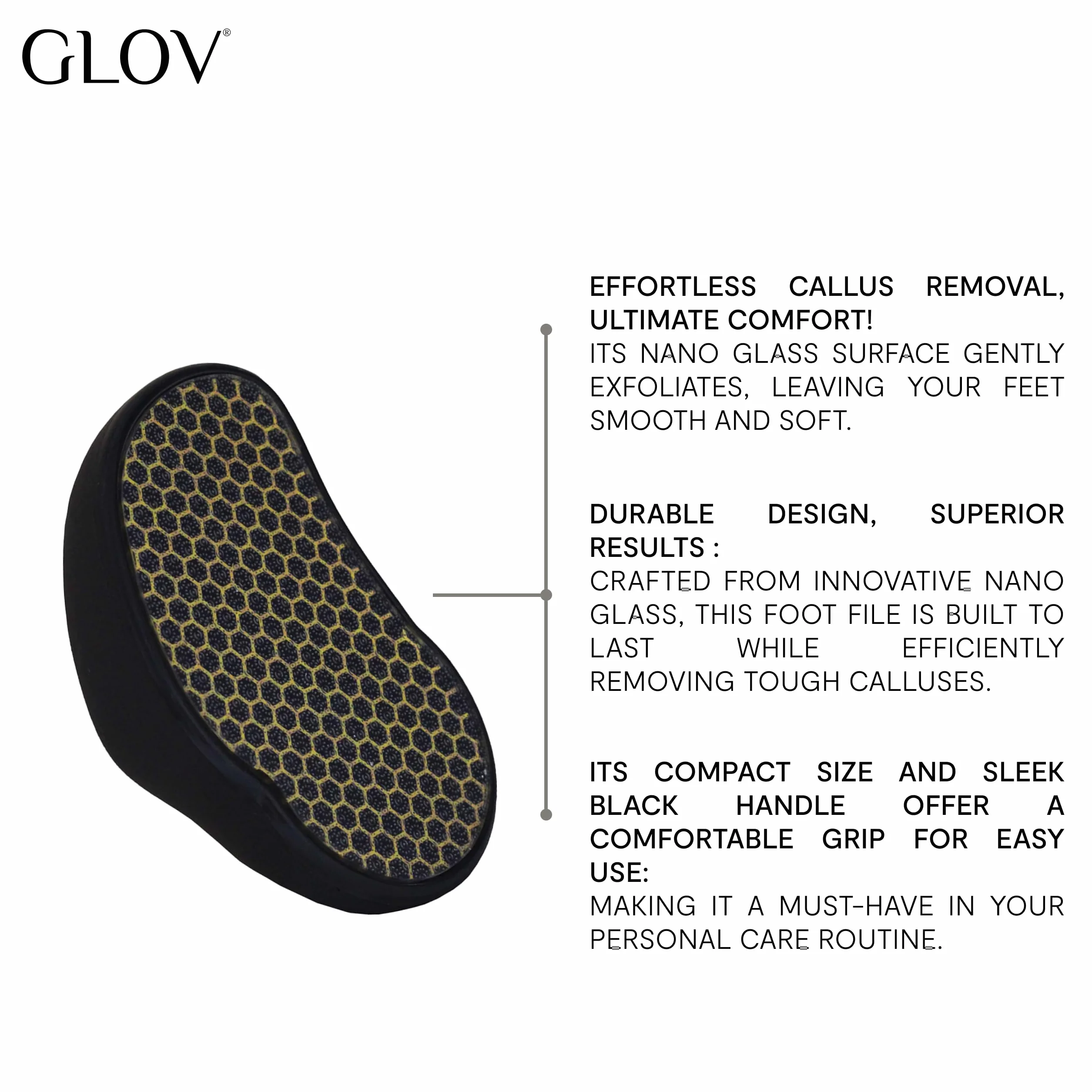 Glov Pilnik do Stóp Szkło Nano Usuwanie Zrogowaceń Pielęgnacja Stóp Delikatny Efekt Gładkie Stopy Wielokrotnego Użytku Mokre i Suche Użycie Ergonomiczny Design Zdrowe Stopy