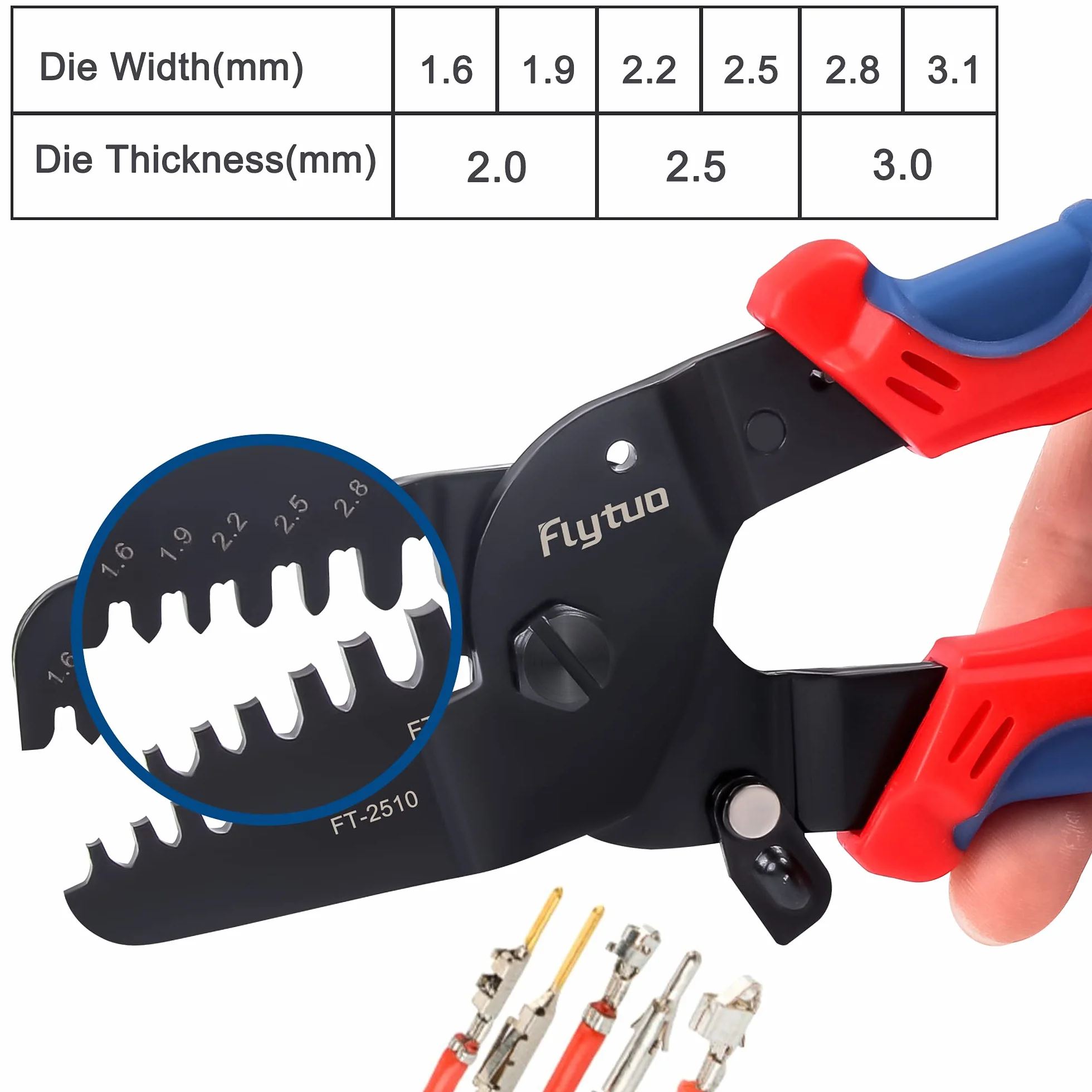 Zaciskarka JST i Micro Molex Crimper działa dla zacisków JAM, Molex, Tyco, JST i złączy do AWG24-12
