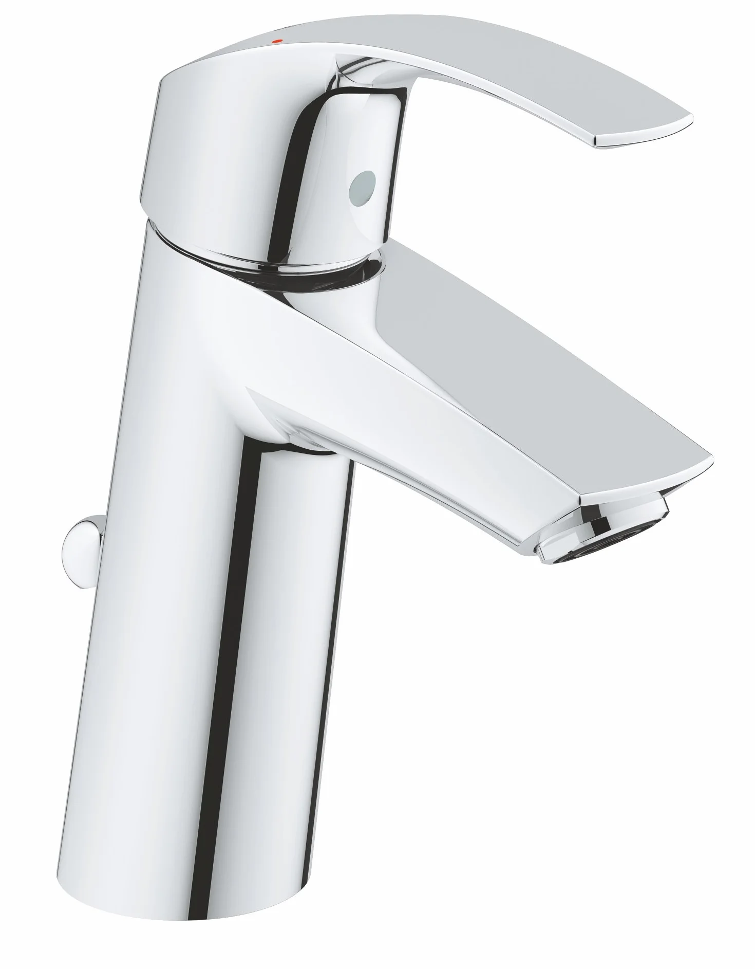 GROHE Eurosmart - Bateria umywalkowa z zestawem odpływowym (średnio wysoka wylewka, metalowa dźwignia, technologia oszczędzania wody, głowica ceramiczna 28 mm, króćce 3/8 cala), rozmiar 169 mm, chrom
