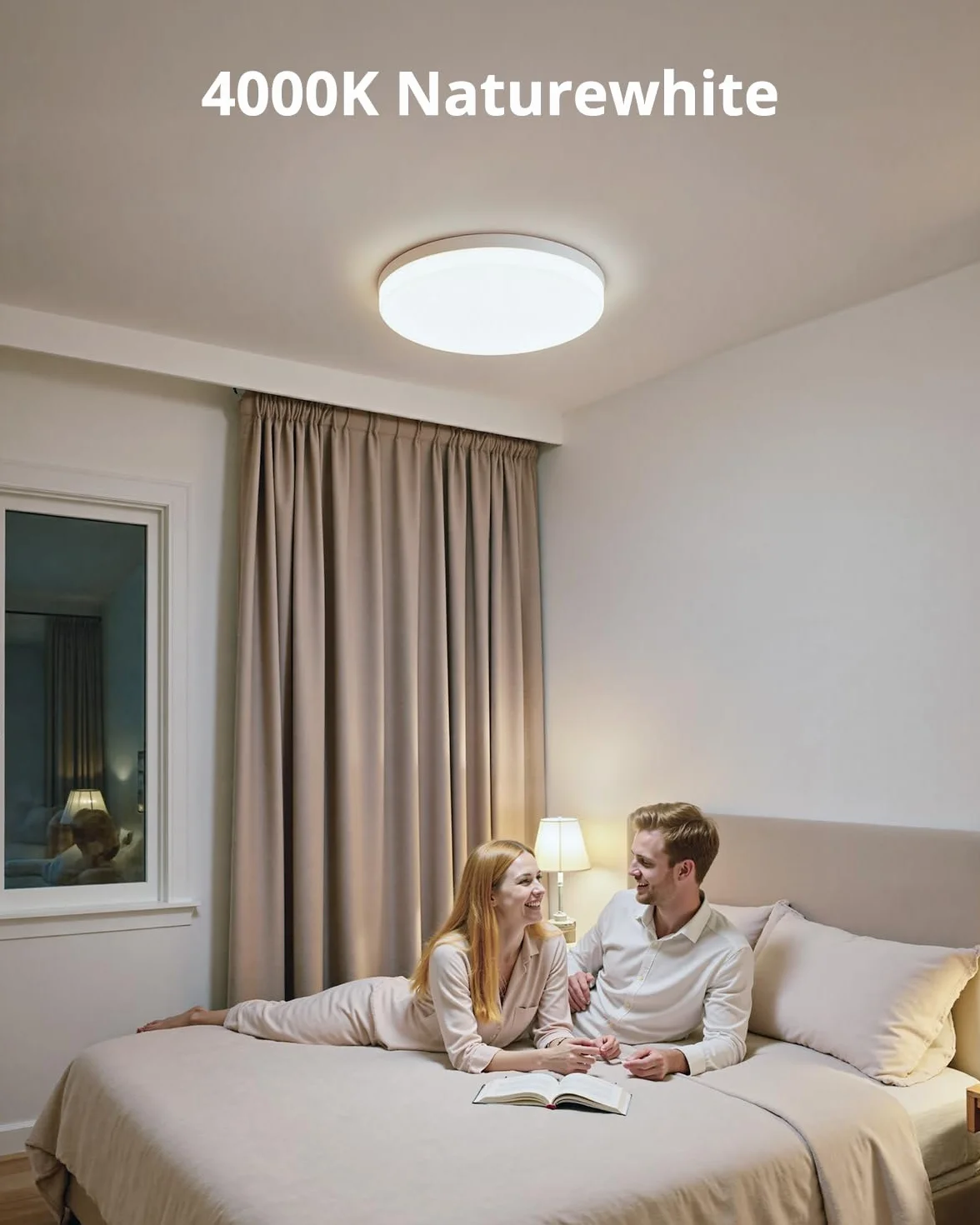 Yafido lampa sufitowa LED, ultra cienka, 48 W, 4320 lm, 4500 K, neutralny biały, lampa sufitowa LED, do salonu, sypialni, biura, kuchni, na balkon i do jadalni, bez możliwości ściemniania, Ø 30 cm