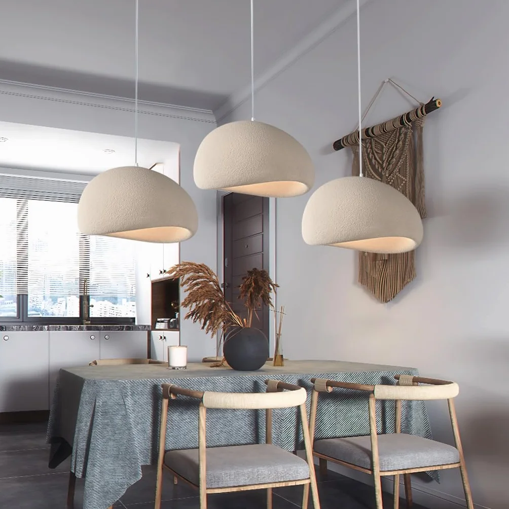 YUPIN Nowoczesna Lampa Powieszna Kremem Ręcznie Restauracja Wiszące Lampy Wabi-sabi Brązowa Światło Wiszące E27 Regulowany Żyrandol Dekoracyjny Salonu Sypialnia Światło Sufitowe 3 Głowy(A Blaiken Brow