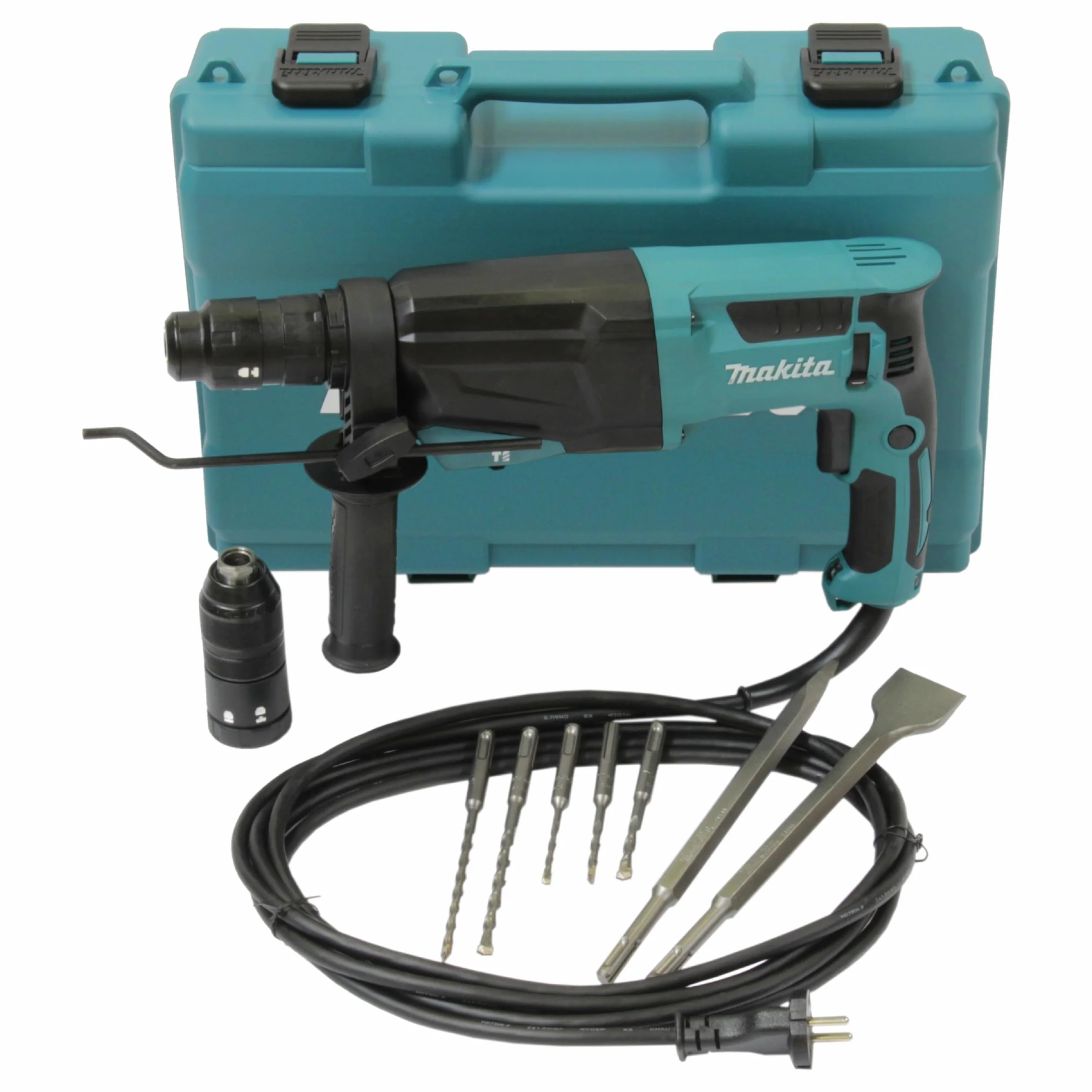 Makita HR2670FTX1 młot kombi do SDS-Plus 26 mm z wymiennym uchwytem w walizce transportowej