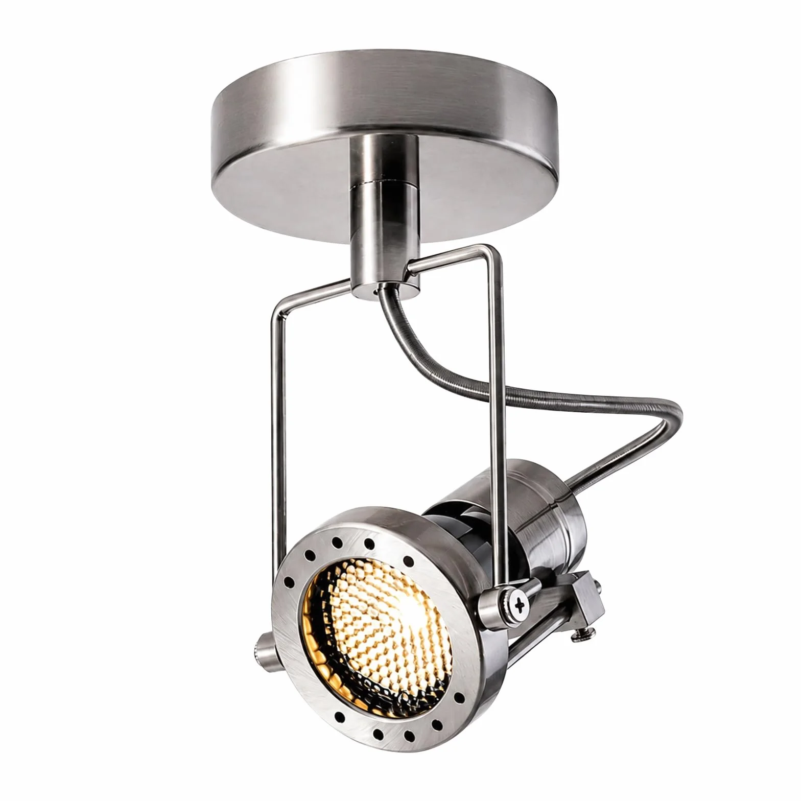 Jadssox Regulowany reflektor sufitowy LED Lampa punktowa, wykończenie szczotkowanego niklu, Reflektory kierunkowe 7 W 3000 K Oświetlenie akcentujące do dekoracji ściennych, salonu, sypialni