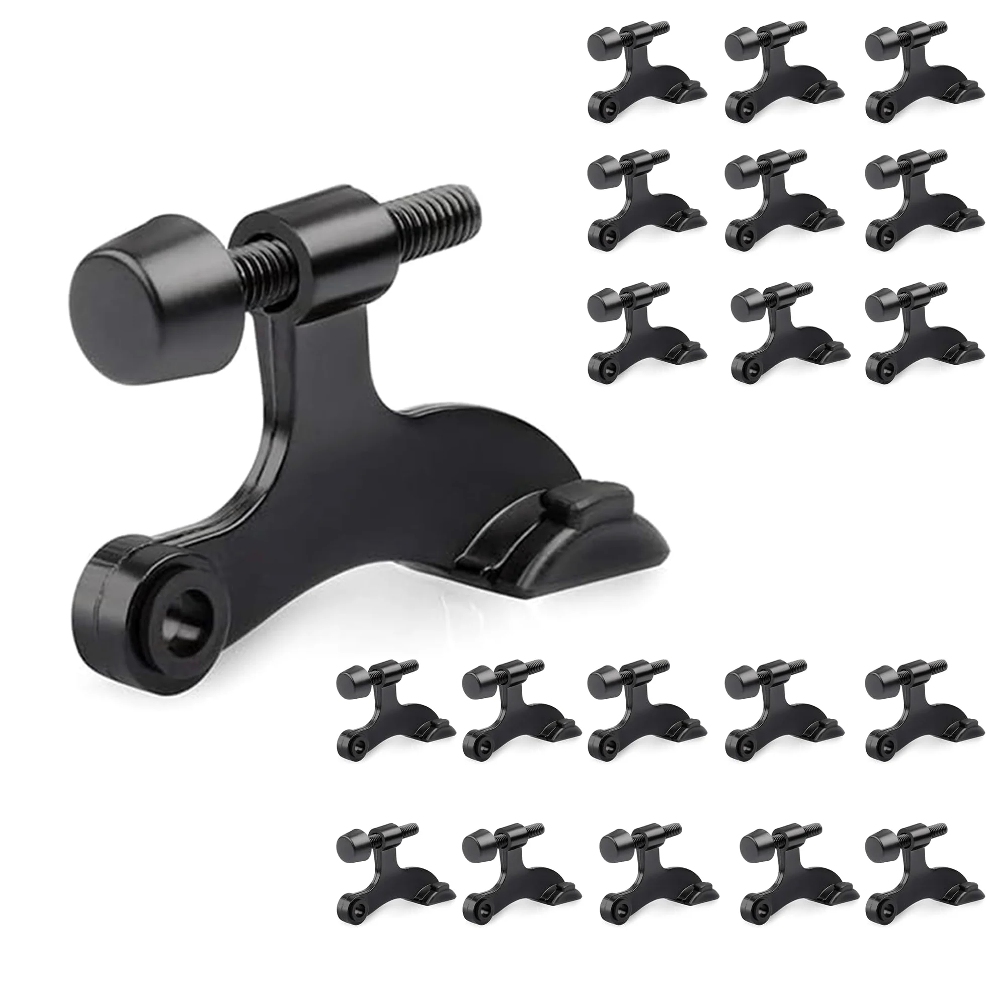 HOMOTEK 20 sztuk ograniczników do drzwi zawiasowych, ograniczniki zawiasów do drzwi górnych, regulowany ogranicznik do drzwi Deluxe Heavy Duty 2-1/2 x 1-3/10.2 cm, z czarnymi gumowymi końcówkami,