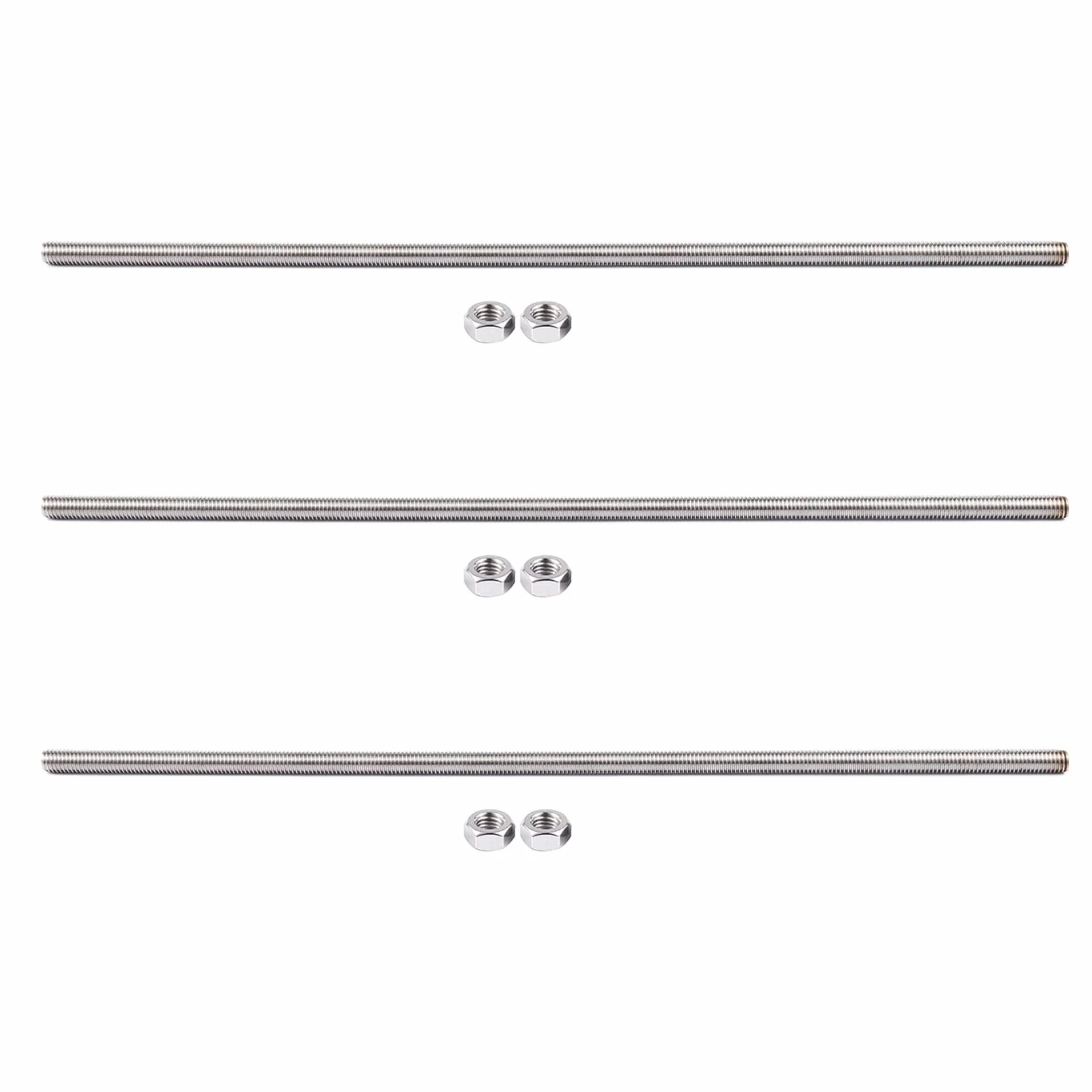 3 x pręt gwintowany ze stali nierdzewnej 320 mm x M8 srebrny odcień