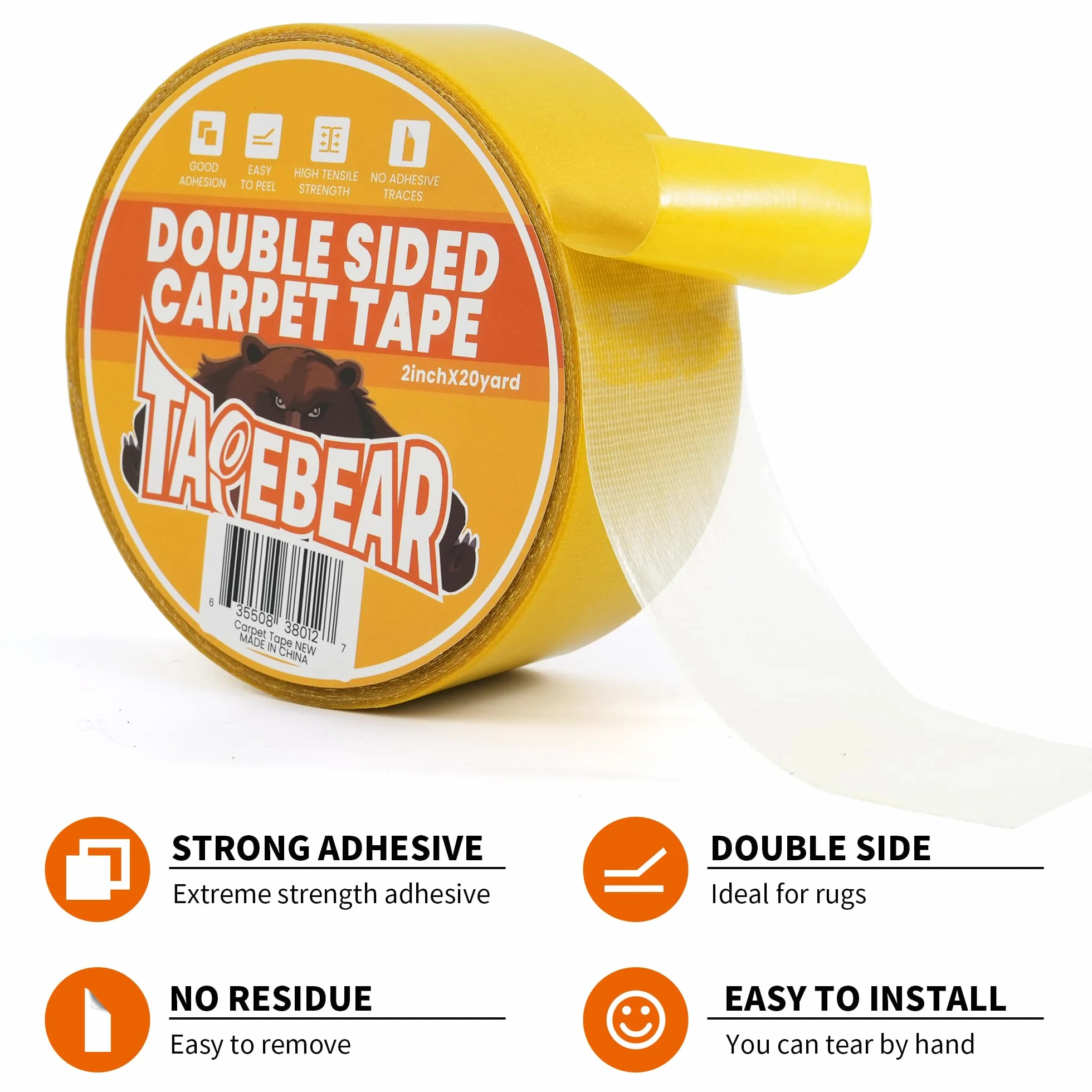 TAPEBEAR Carpet Tape 5 cm x 60 m, żółta