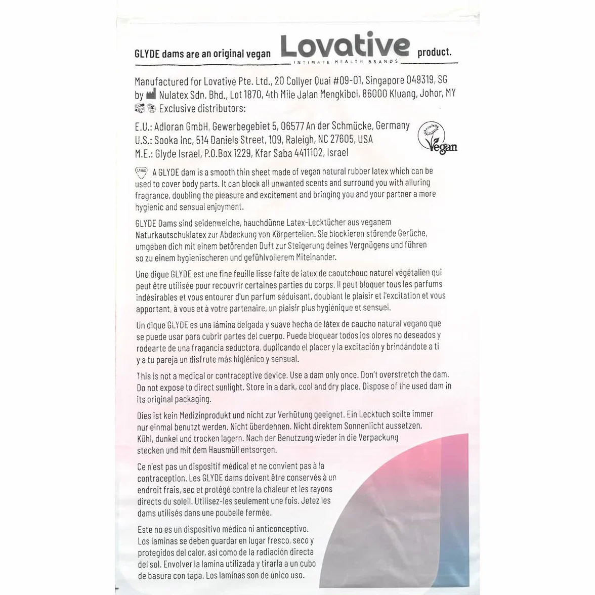 Glyde Dams STRAWBERRY – 4 lateksowe chusteczki ochronne – barwione na różowo – chusteczki do lizania o zapachu truskawkowym