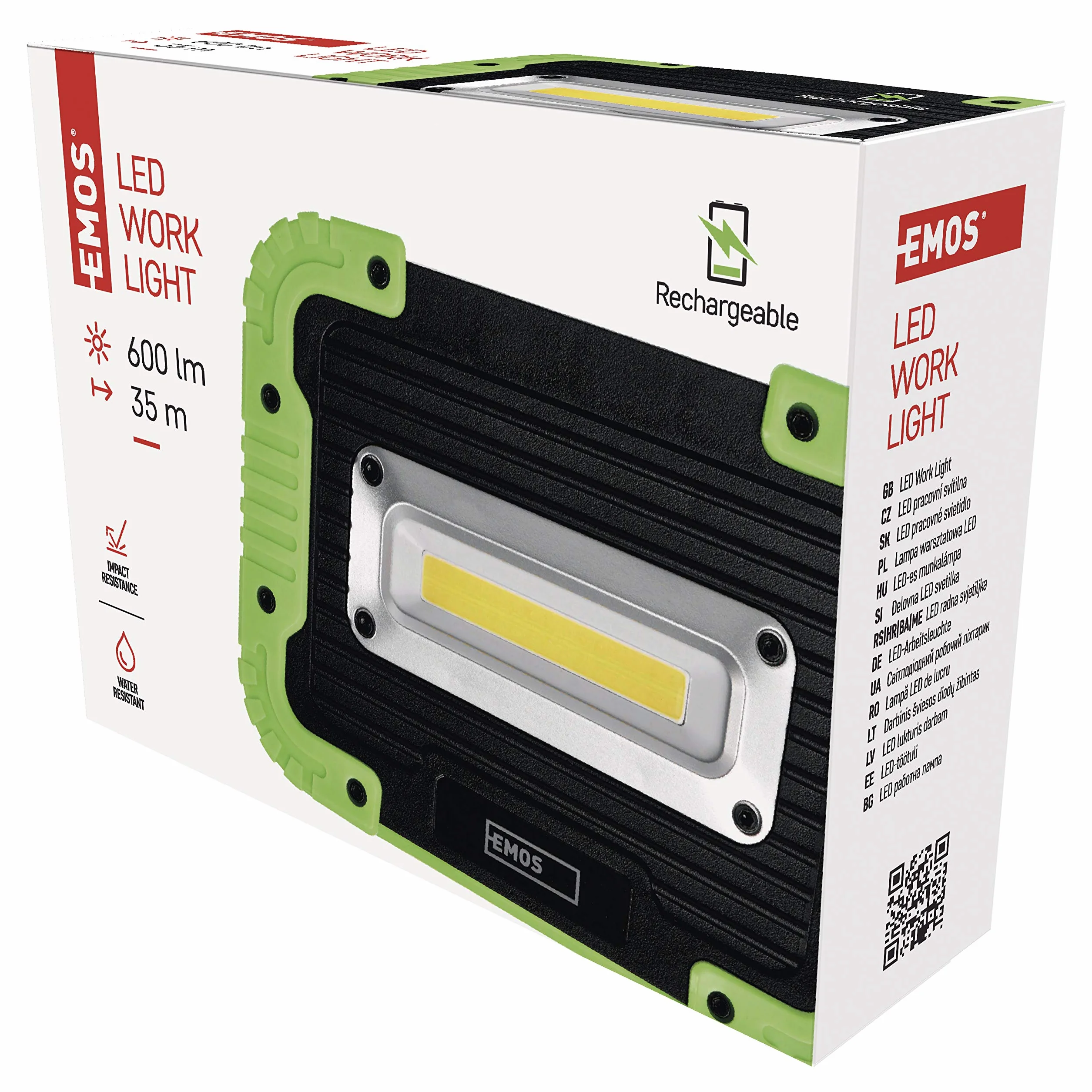 Emos Lampa Robocza Led, Czarny/Zielony, Zasięg 35 m
