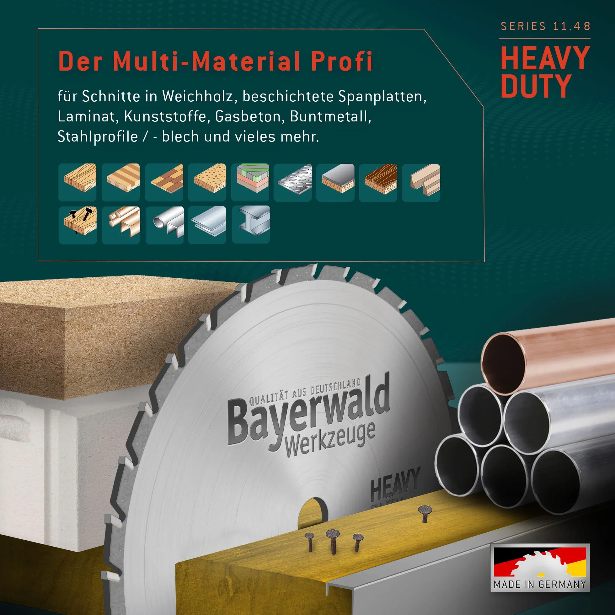Bayerwald - HM tarcza do piły wielofunkcyjnej - Ø 165 mm x 2 mm x 20/16 mm | ząb zmienny z wymienną fazą (42 zęby) | uniwersalny brzeszczot piły - nadaje się do różnych materiałów