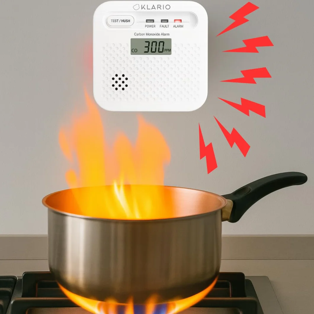 Klario Czujnik Czadu CO WiFi Tuya SmartLife Detektor Tlenku Węgla 85 dB LCD Bateria 10 lat EN50291