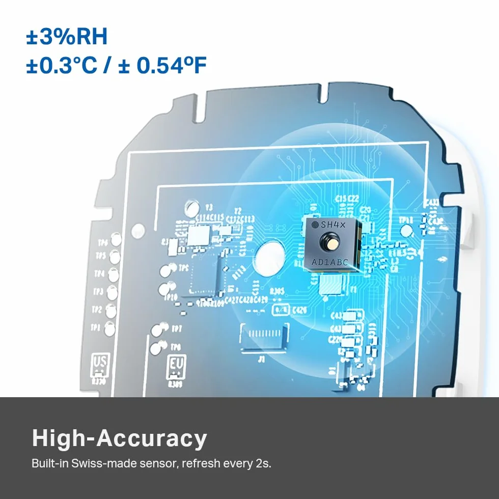 Kasa Monitor temperatury i wilgotności KE110 E-Ink 2,4" szwajcarski czujnik wysoka dokładność