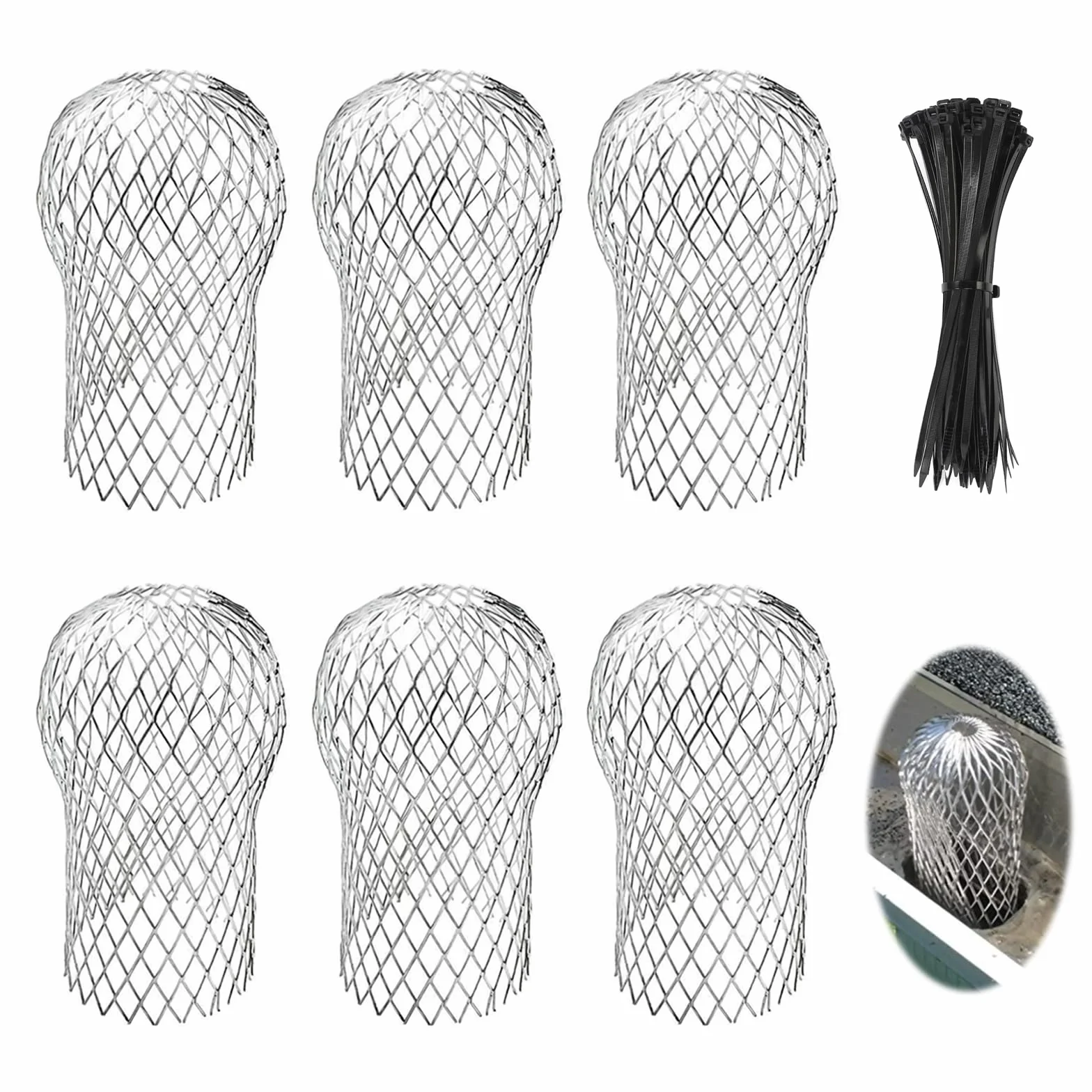 Ochrona przed liśćmi do rynien dachowych 6 sztuk Ochrona przed liśćmi do rynien deszczowych, Ochrona rynien dachowych, Ochrona rur spustowych Aluminiowe sitko rynnowe, Ochrona przed liśćmi do