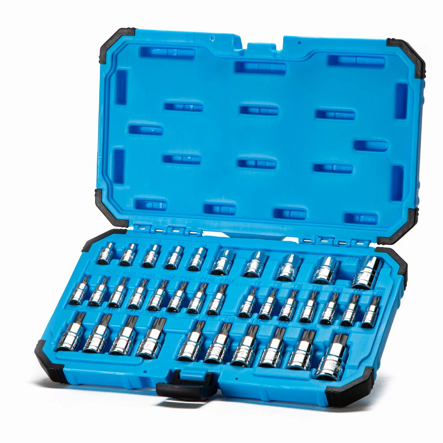 Capri Tools CP30004 30004 S2 Star Torx i zewnętrzny zestaw bitów nasadowych, 35-częściowy, srebrny