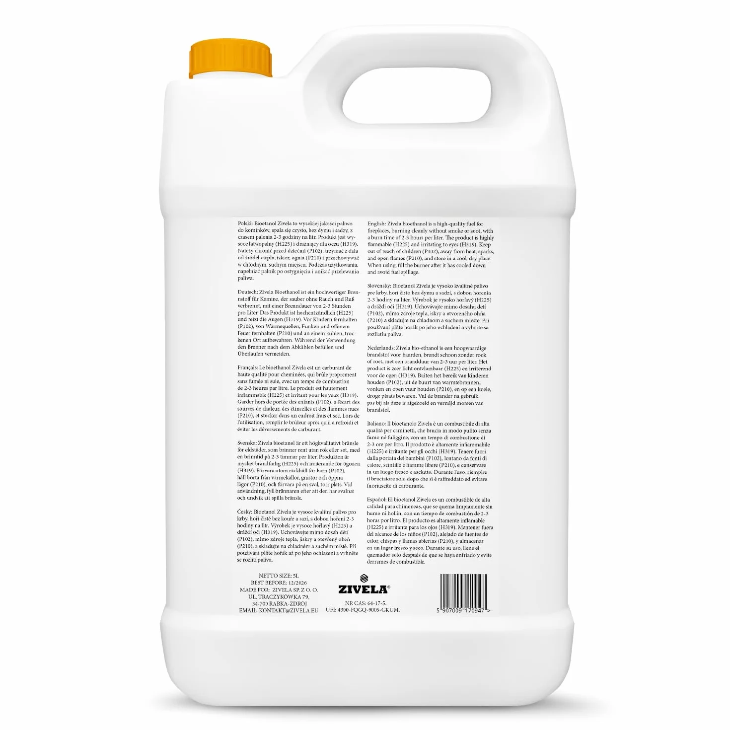 Bioetanol 96,6% 5 l zapach pomarańczy do kominka stołowego