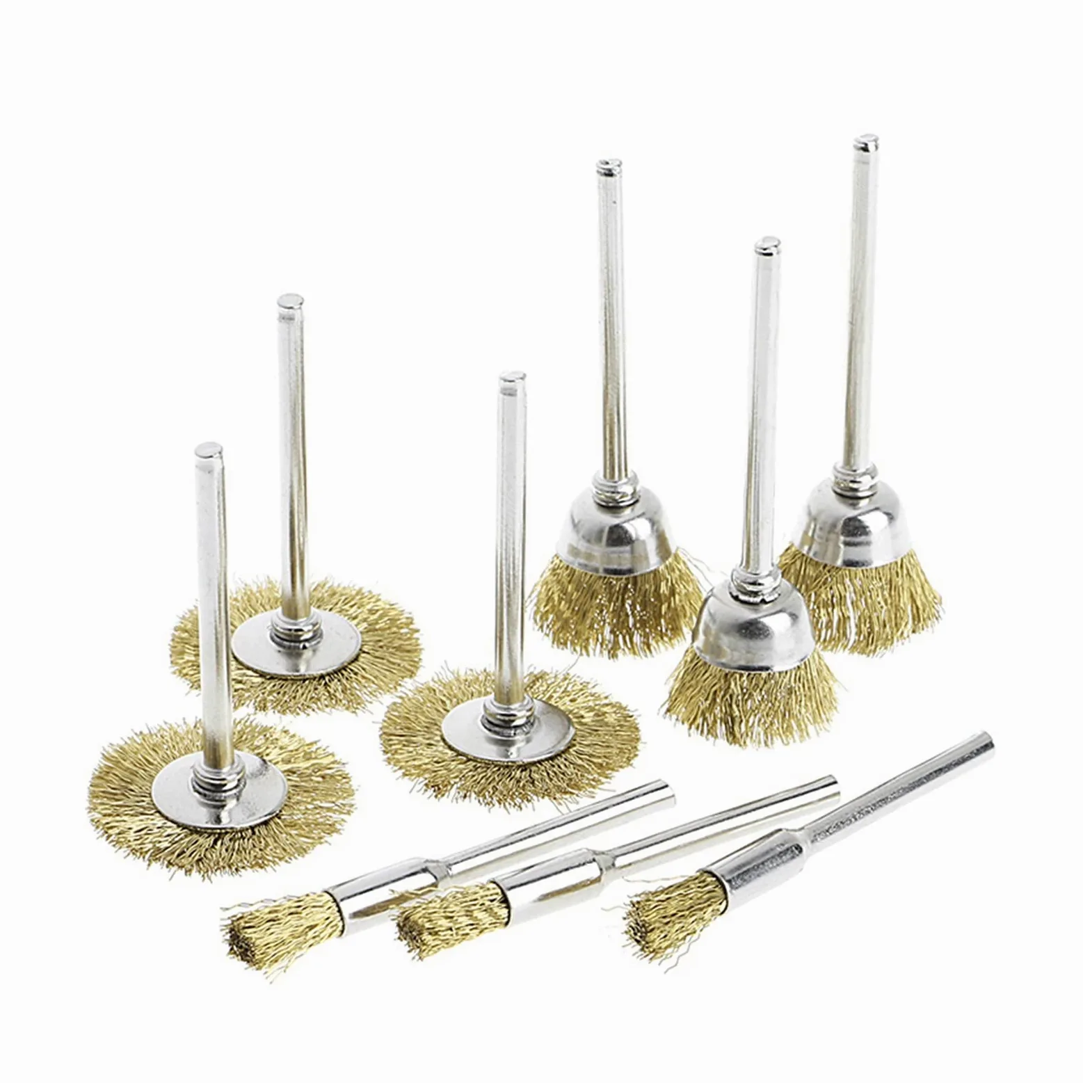 Szczotka druciana T-Shaped Brass Wire Brushes, for Drills Set,9 Die Grinder Rotary Electric Tool