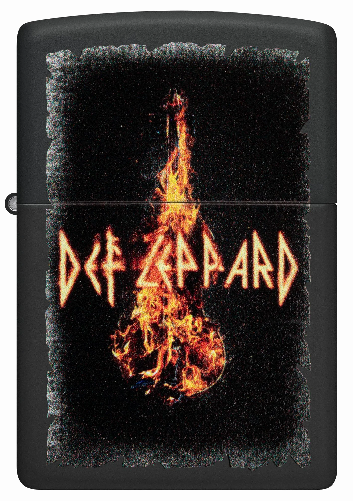 Zippo Def Leppard Zapalniczka Sztormowa, Kolorowy Nadruk, do Napełniania, Wielokrotnego Użytku, Wiatroodporna Konstrukcja, Pudełko na Prezent, Wykonano w USA, Kolor Czarny Matowy (Black Matte)