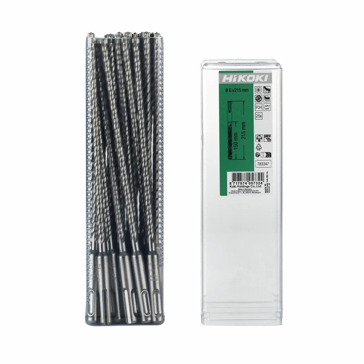 Hitachi 783347 Multi-Pack 25 wierteł SDS-Plus 4 profesjonalne cięcia 6 x 210 mm długość util 150