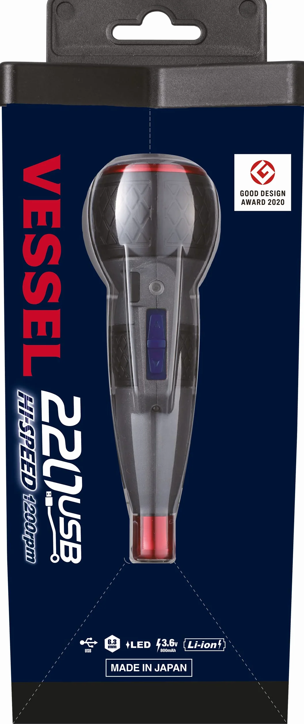 VESSEL 220USB-S1F Wkrętak elektryczny, 3,6 V, szary