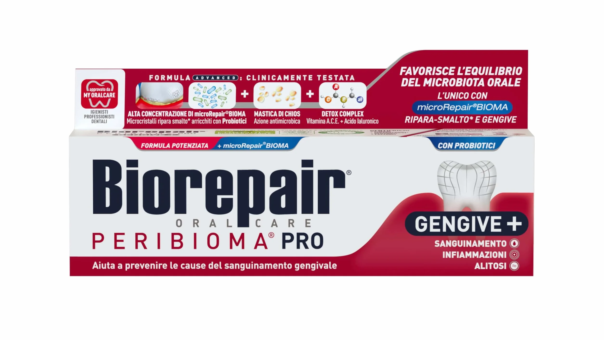 Biorepair, Pasta do zębów Peribiom Pro dziąseł +, dla normalnej mikrobiologii jamy ustnej, zapobiega krwawieniu dziąseł i chroni przed płytką nazębną, 75 ml