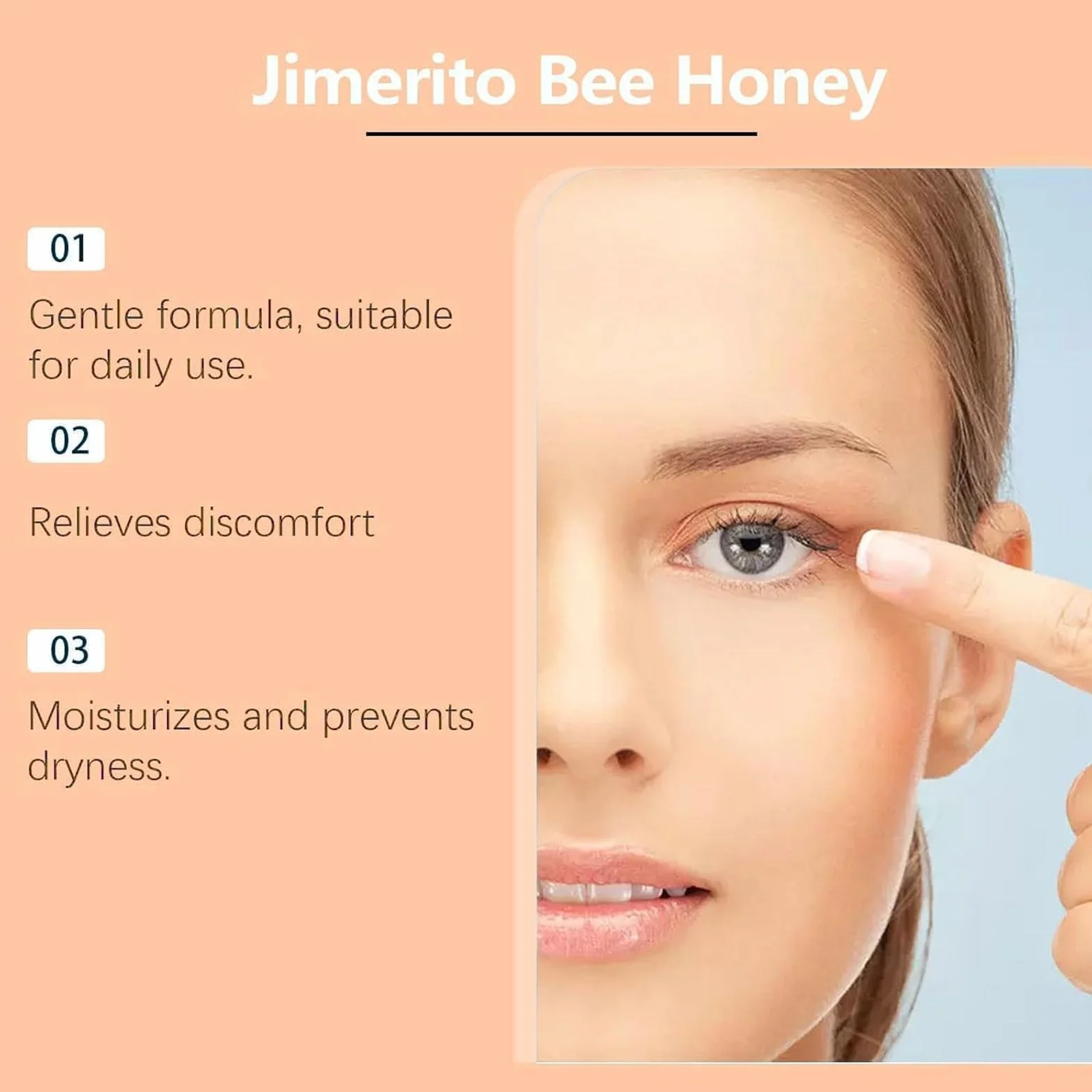 Krople Do Oczu Jimerito Honey, Miód Pszczeli Organiczny, Bezżądłowe Krople (3 Sztuki)