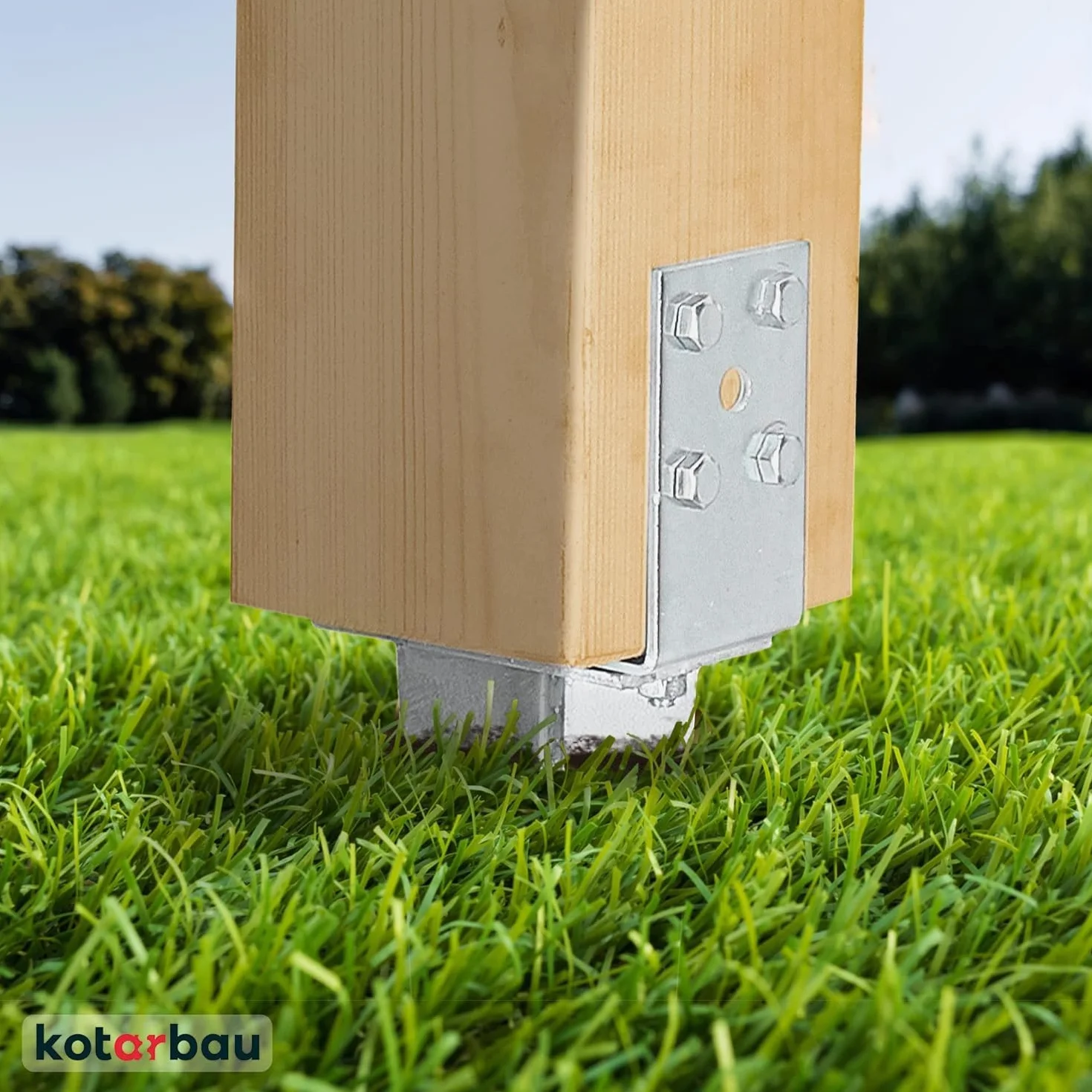 KOTARBAU® Podstawa Słupa Regulowana - 0-160 mm - Podstawa Słupa U - 70 cm - Kotwa Wbijana - Wspornik Słupa Drewnianego - Stalowy