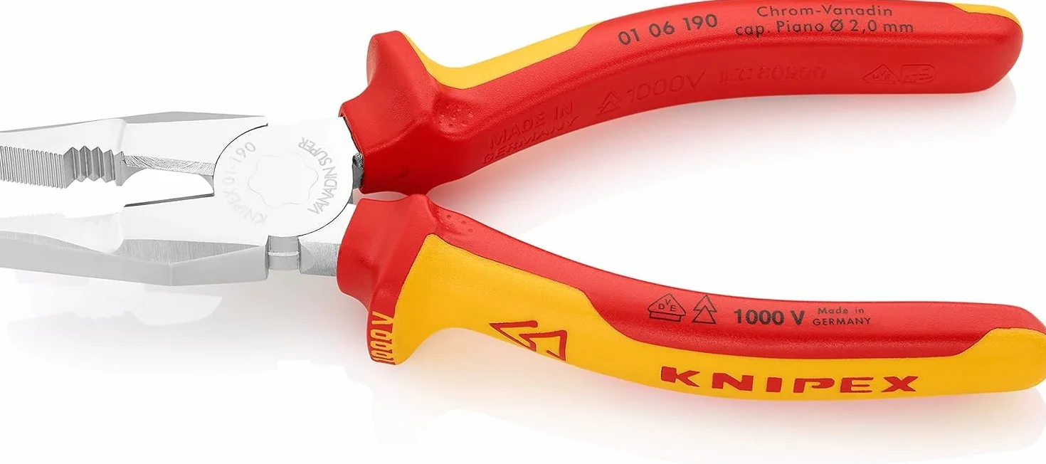 KNIPEX Szczypce uniwersalne chromowo-wanadowe izolowane VDE 190 mm 01 06 190