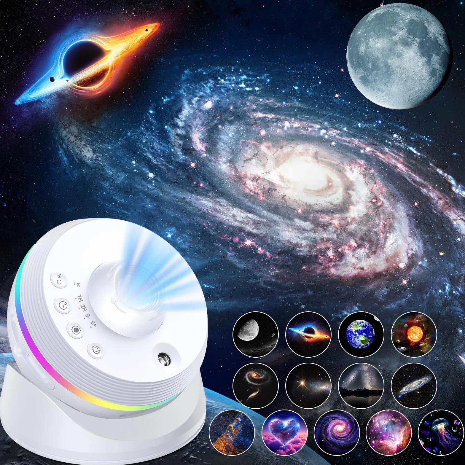 Astarama Projektor gwiaździstego nieba, projektor planetarium 4K HD, projektor galaktyki meteorytów, projektor światła gwiazdy. Realistyczna lampka nocna z timerem, dynamiczny meteor