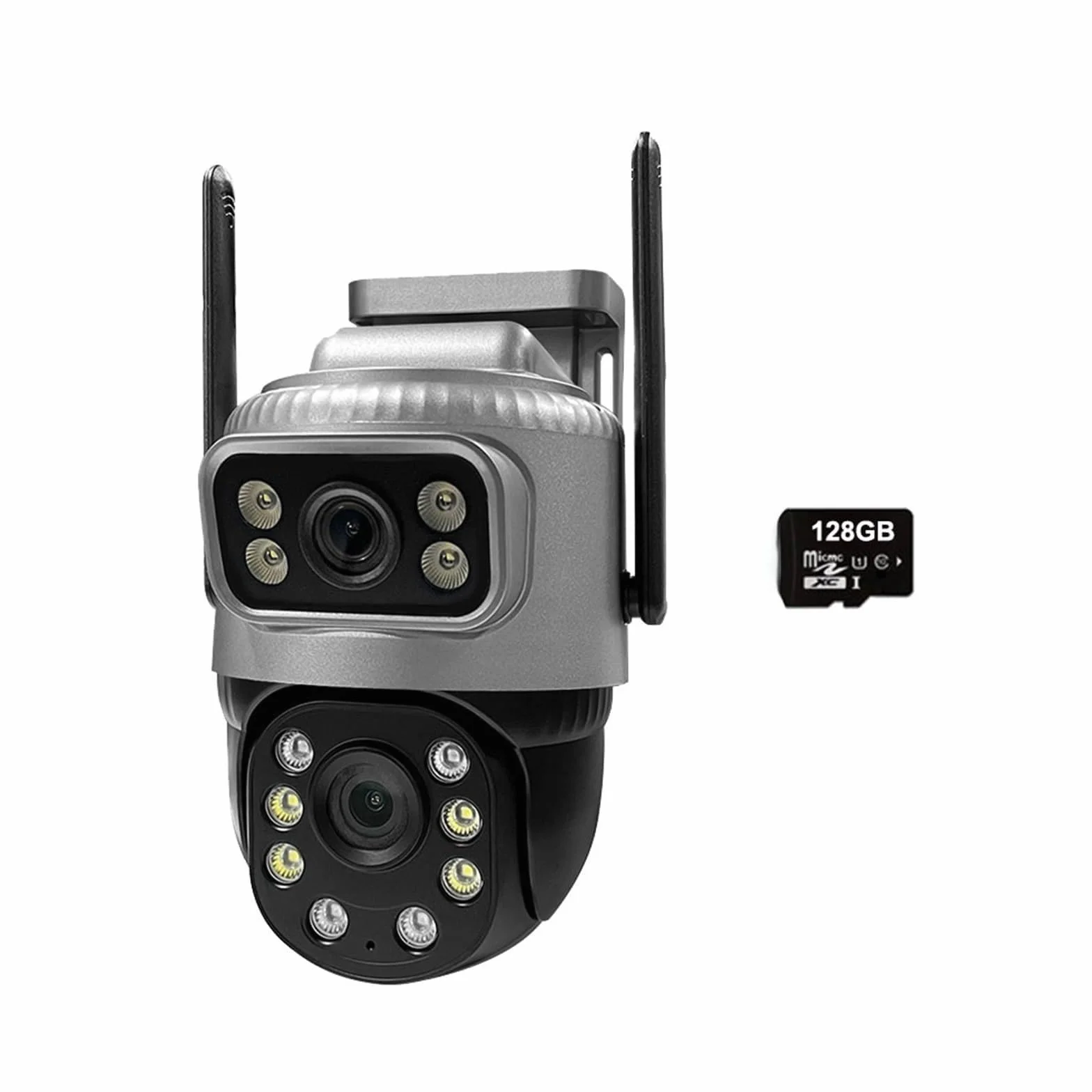 Kamera IP 4G z podwójnym obiektywem, 4 MP, 4K, wodoodporna, do monitoringu zewnętrznego, inteligentny dom, noktowizor, ochrona CCTV,Spokój ducha zawsze(WIFI Cam 128G Card)