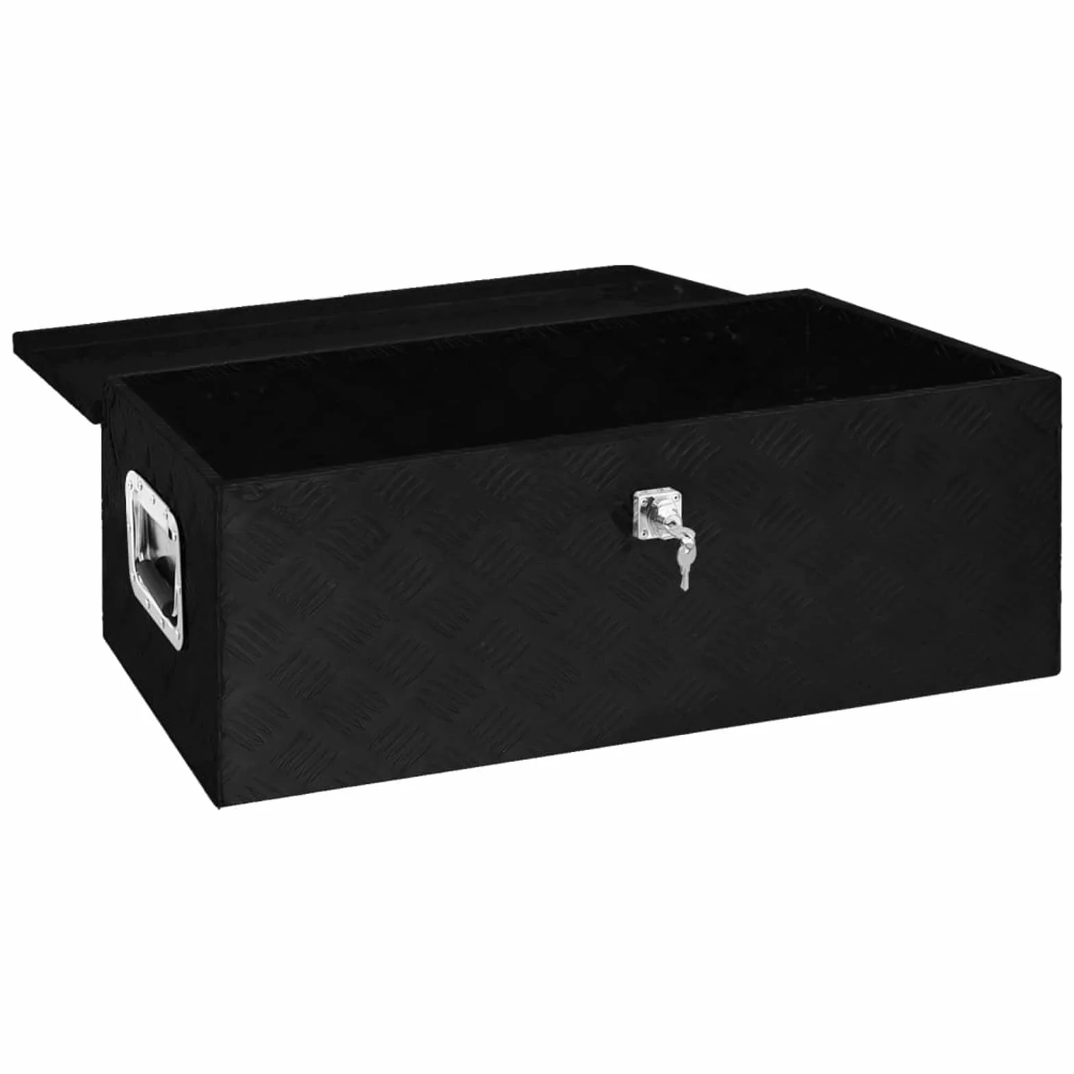 ShGaxin Aluminiowa skrzynka magazynowa czarna 90x47x33,5 cm, metalowa skrzynka narzędziowa, skrzynka na narzędzia, aluminiowe pudełko