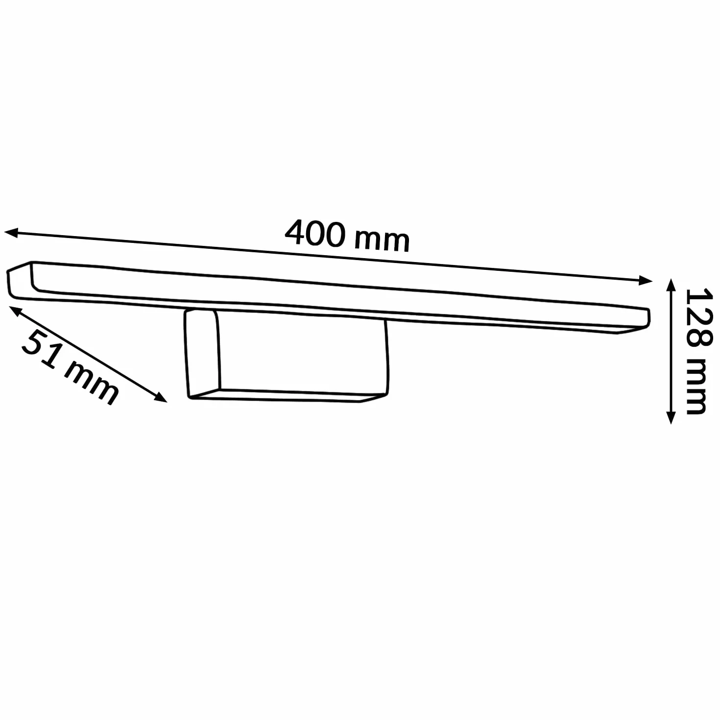 M Ledme - Lampa ścienna LED do lustra łazienkowego Plex 8 W 40 cm, neutralna biel 4000 K, wodoodporna IP44, mocowana do lustra, mebli lub ścian, 400 x 51 x 128 mm (wys.)