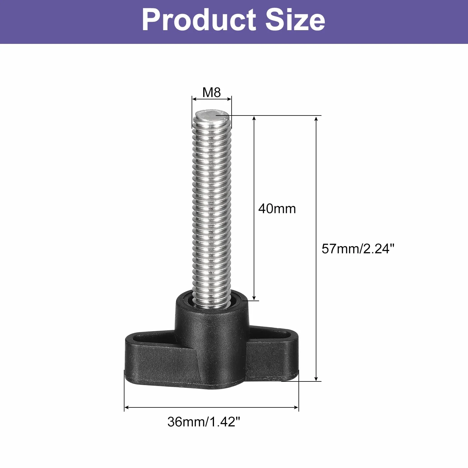 QUARKZMAN 2 szt. Pokrętło śrubowe, M8 x 40 mm 304 w kształcie litery T ze stali nierdzewnej do wymiany pokrętła ręcznego