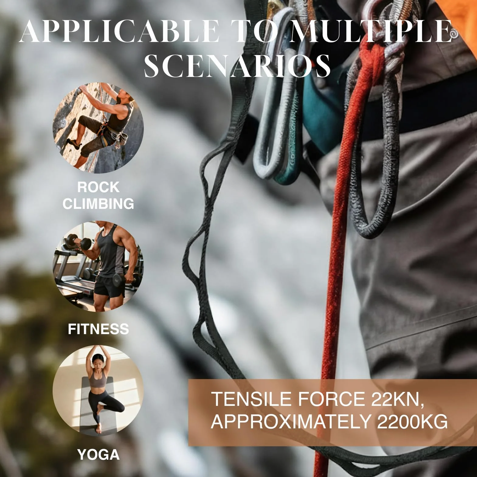 Daisy Chain Loop Straps – wytrzymała pętla do wspinaczki i Loop Straps Gym do pasa dipowego, pasa obciążeniowego, treningu siłowego, wspinaczki, jogi, pilatesu, ćwiczeń fitness, dodatkowego