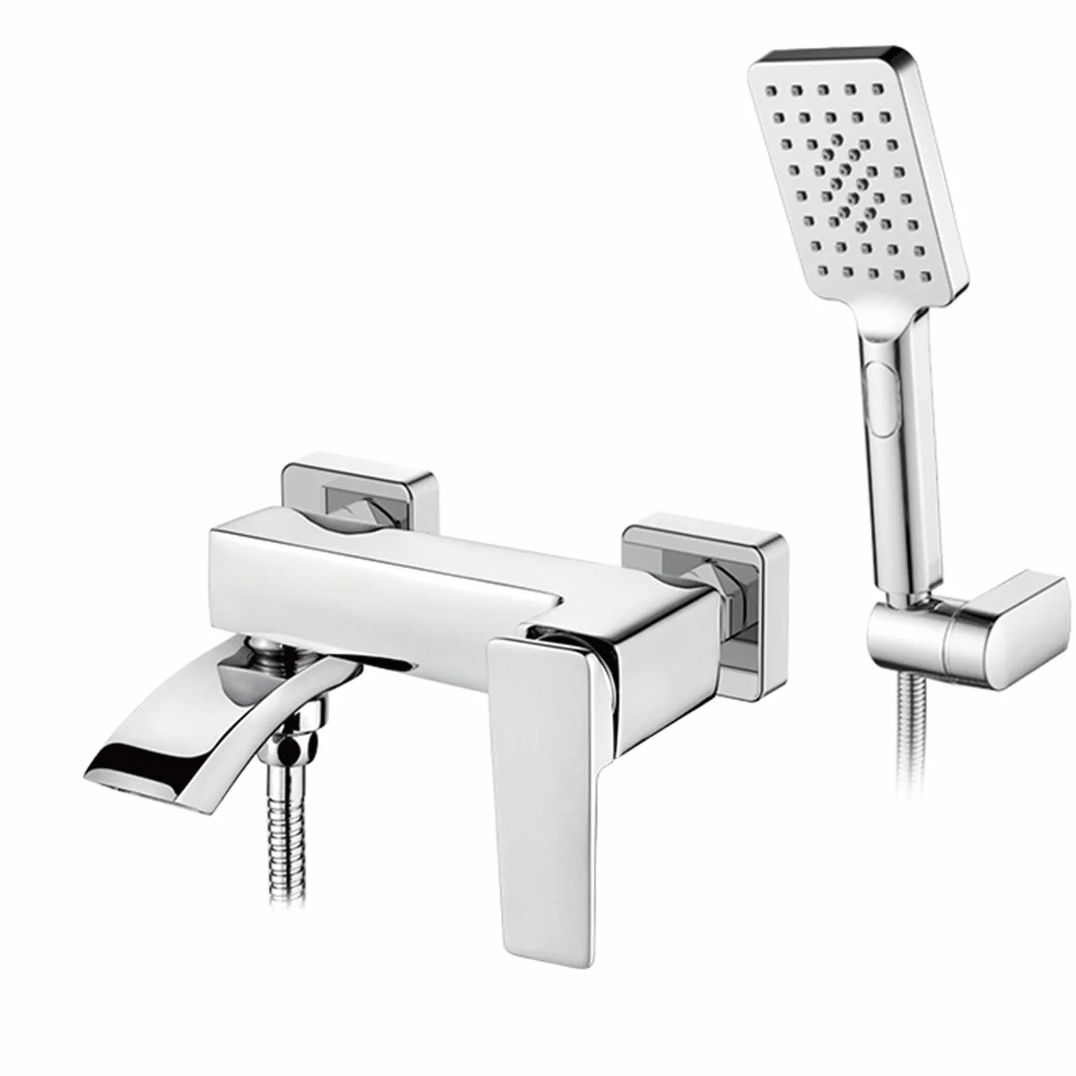 Bateria wannowa z mieszaczem do natrysku łazienkowego, bateria wannowa, bateria wannowa z prysznicem ręcznym, bateria prysznicowa ścienna, jednouchwytowa, obrotowa wylewka wannowa, natrysk wannowy,