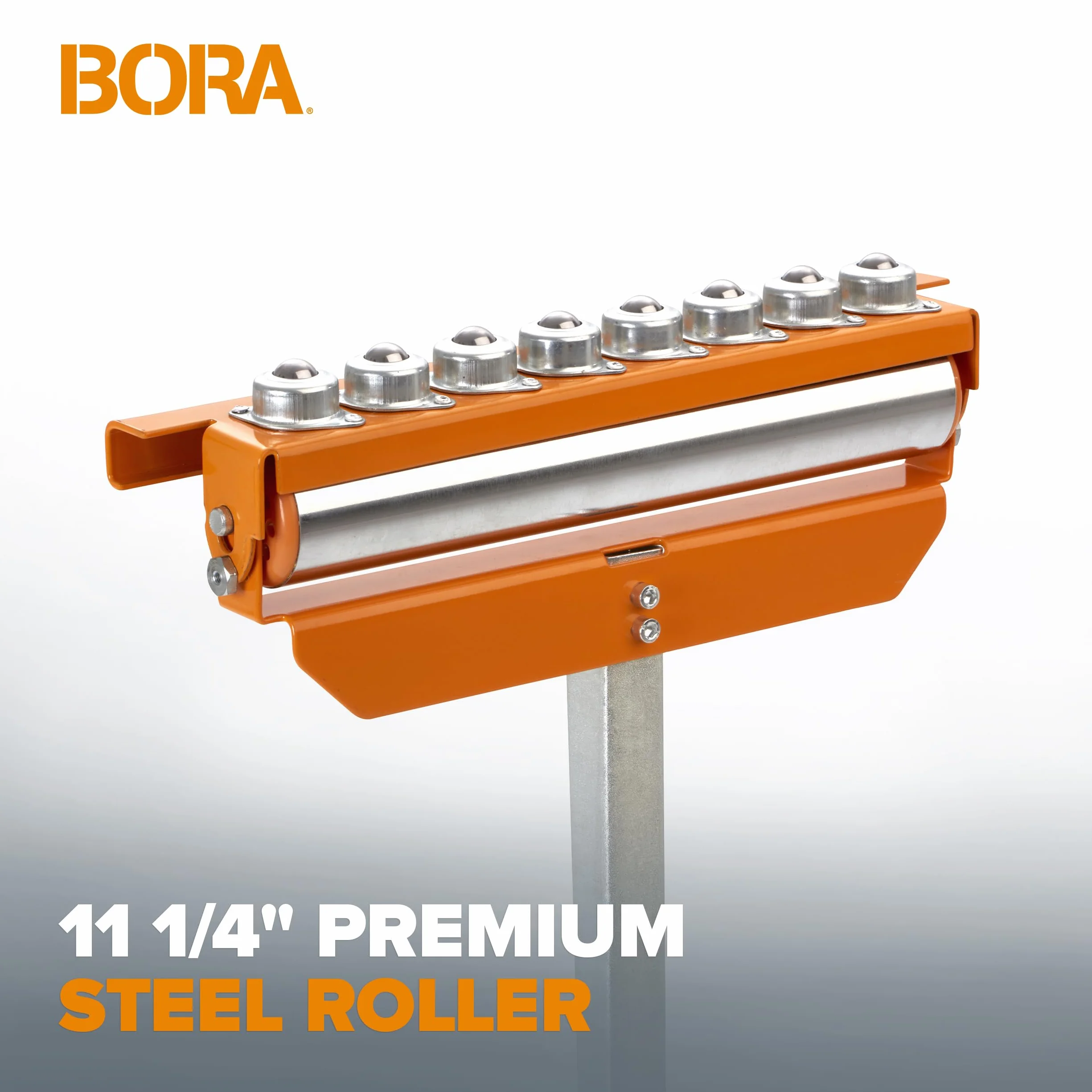 BORA Portamate PM-5093 trójfunkcyjny wałek cokołowy 28,5 cm stal polerowana łożyska kulkowe wielokierunkowe rolki
