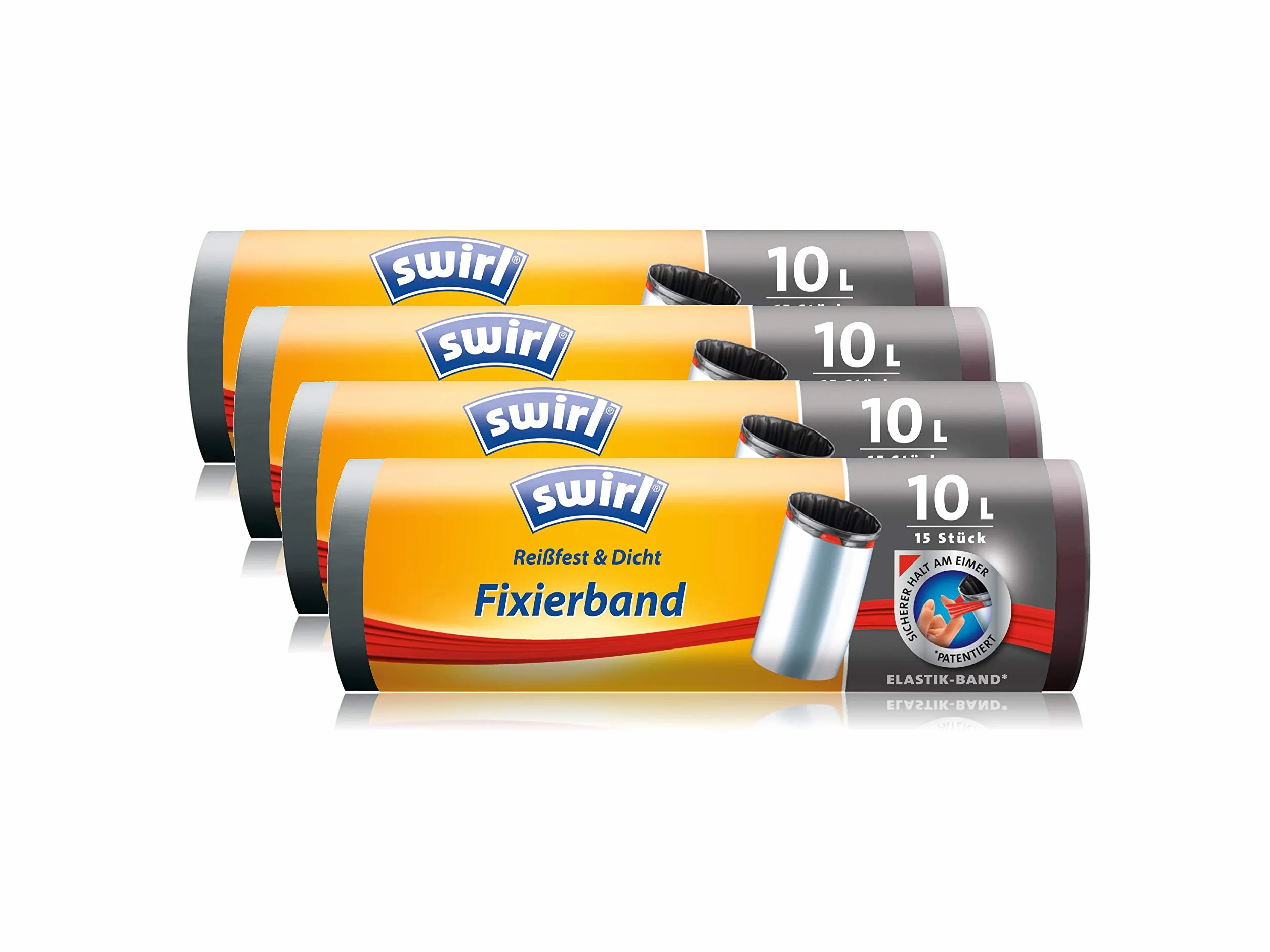 Swirl Worki na śmieci z taśmą mocującą 10 litrów, opakowanie 4 szt. (4 x 15 worków)
