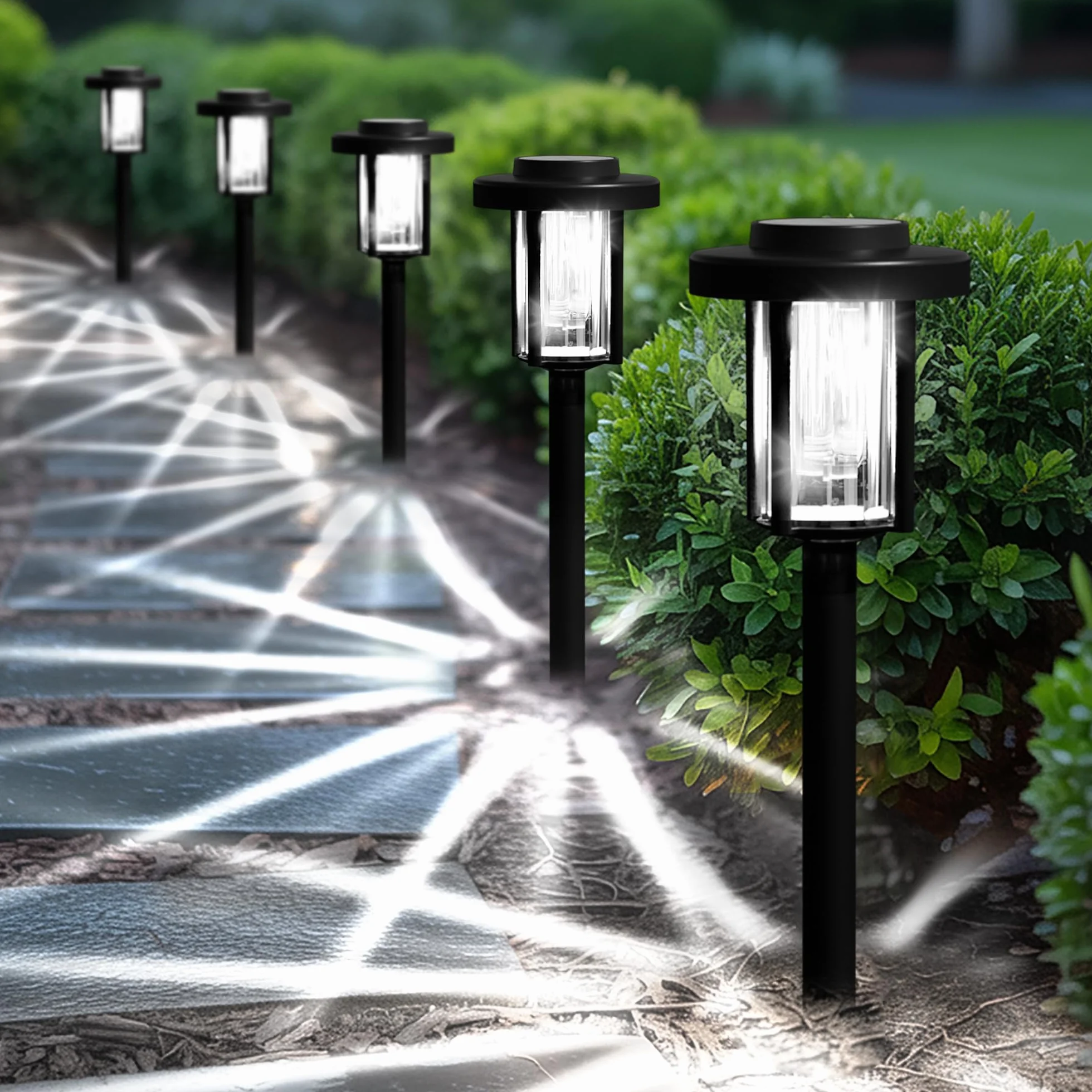 Solpex Lampy solarne do użytku na zewnątrz, 6 sztuk lamp solarnych LED, dekoracja ogrodowa, wodoodporne, zasilane energią słoneczną, oświetlenie drogi do ogrodu, na taras, krajobraz, chodnik, białe