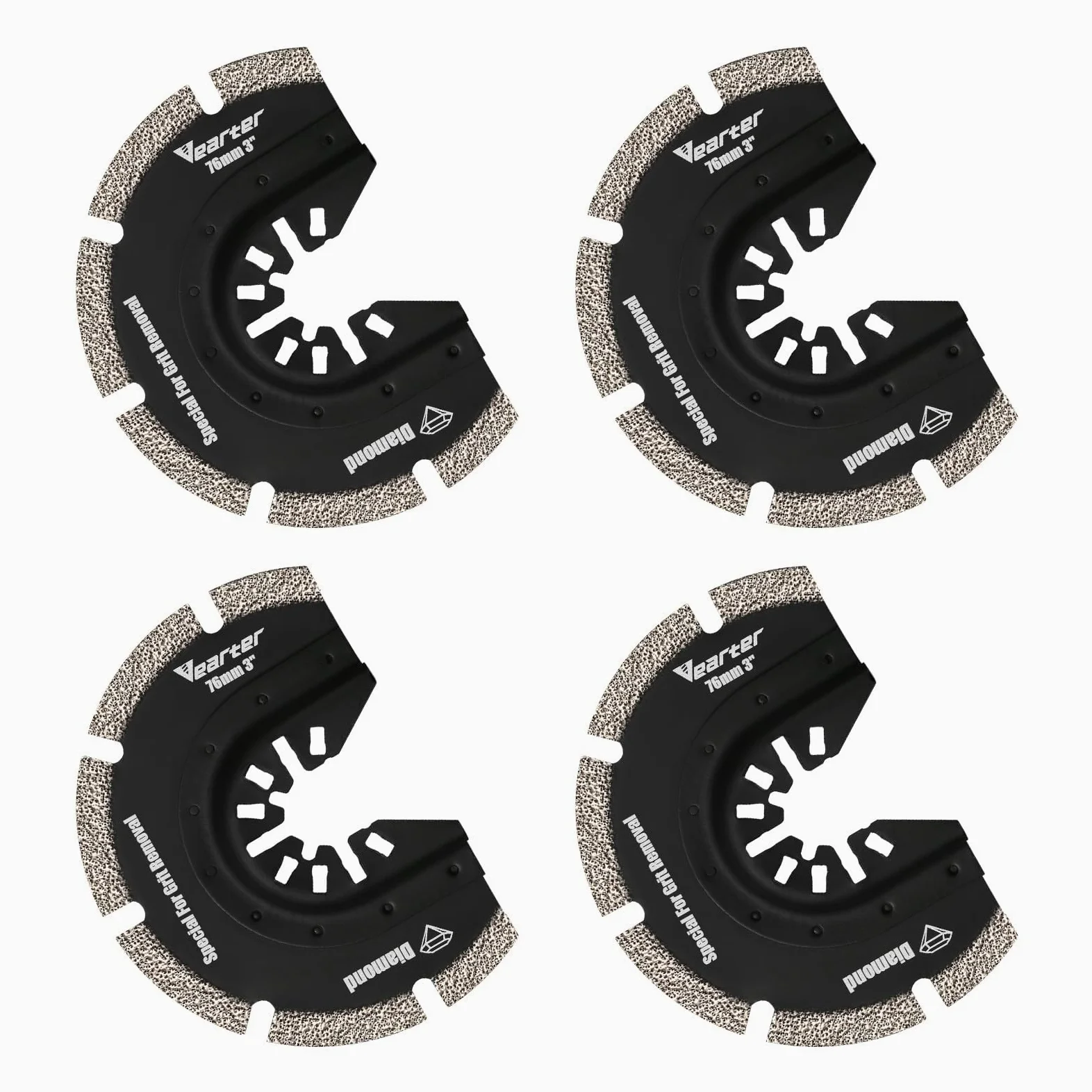 4 sztuki diamentowych półokrągłych narzędzi wielofunkcyjnych, 76 mm, półokrągłe brzeszczoty do piły oscylacyjne do płytek ceramicznych, pustaków, cementu, miękkich płytek, murów