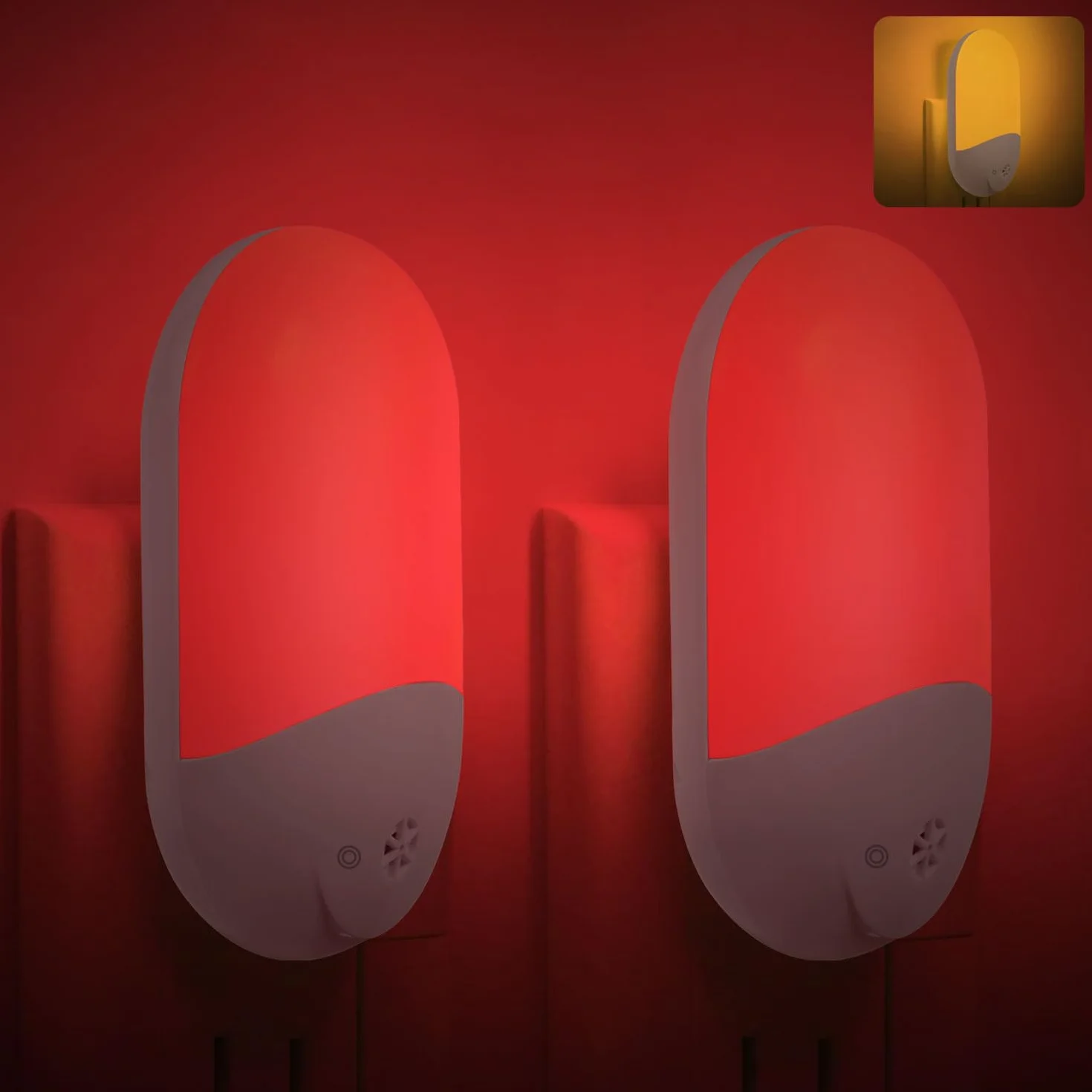 Czerwona lampka nocna do terapii snu [zestaw 2] – automatyczne włączanie/wyłączanie lampki nocne LED łączy się ze ścianką dziecka, łazienką, promocją melatoniny wraz z