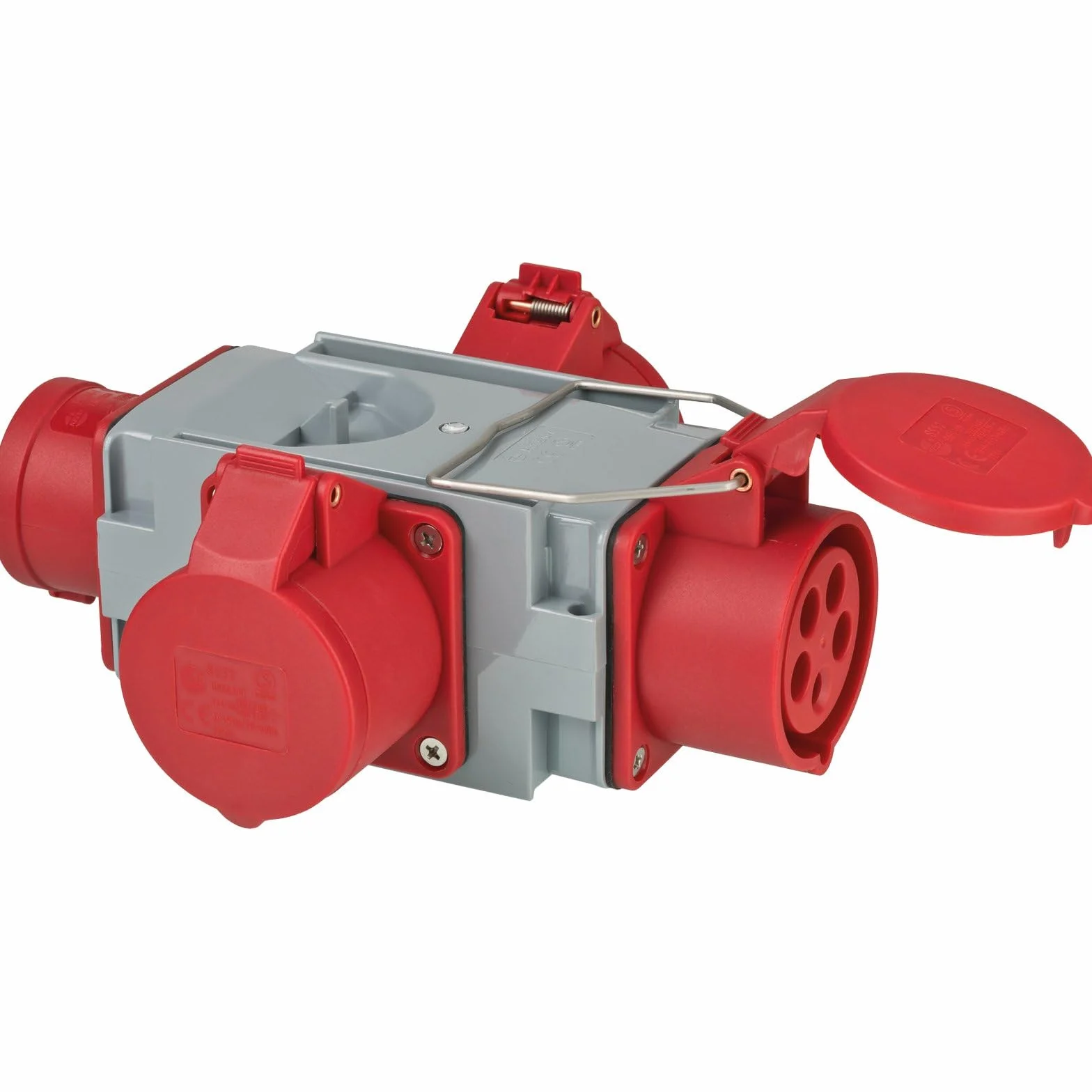Brennenstuhl Adapter rozdzielacz prądu IP44 (1 x wtyczka CEE 400 V/16 A i 3 x gniazda CEE 400 V/16 A, do stałego użytku na zewnątrz, na placach budowy i w gospodarstwach rolnych)