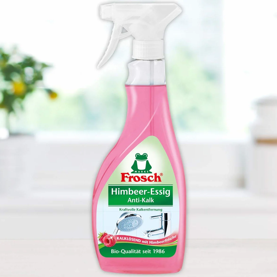 Frosch Mimbeer-ocet środek do czyszczenia zapobiegający osadzaniu się kamienia butelka z rozpylaczem 1 x 500 ml