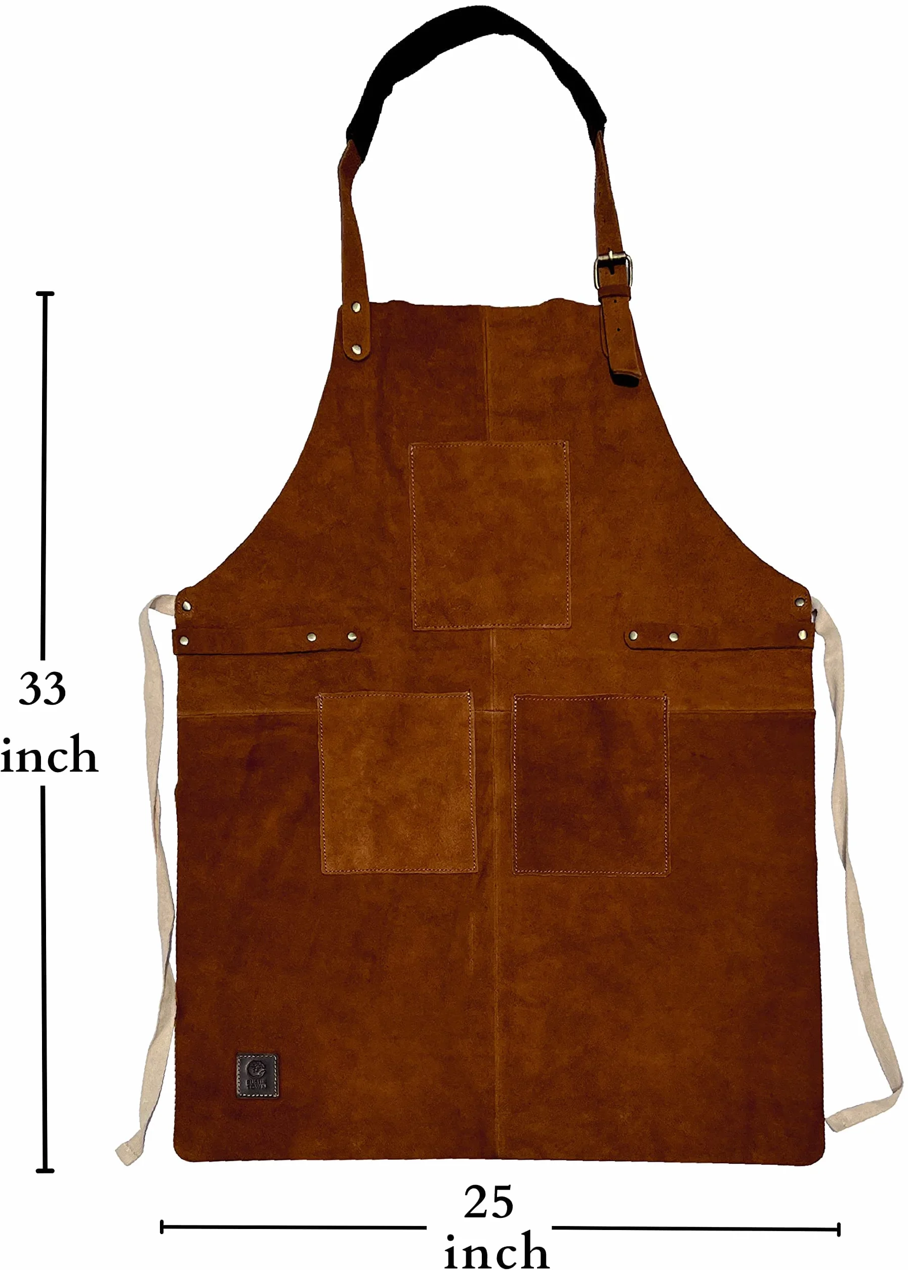 Rustic Town Genuine Leather Grill Work Apron with Tool Pocket Adjustable XXL