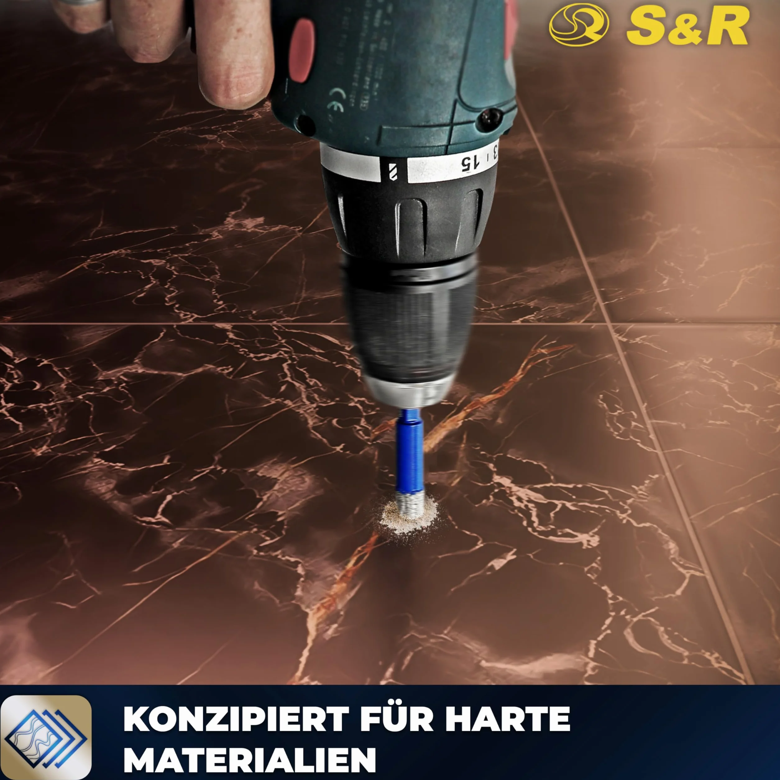 S&R 2-częściowy zestaw wierteł diamentowych 6 mm do płytek, szkła, ceramiki, granitu