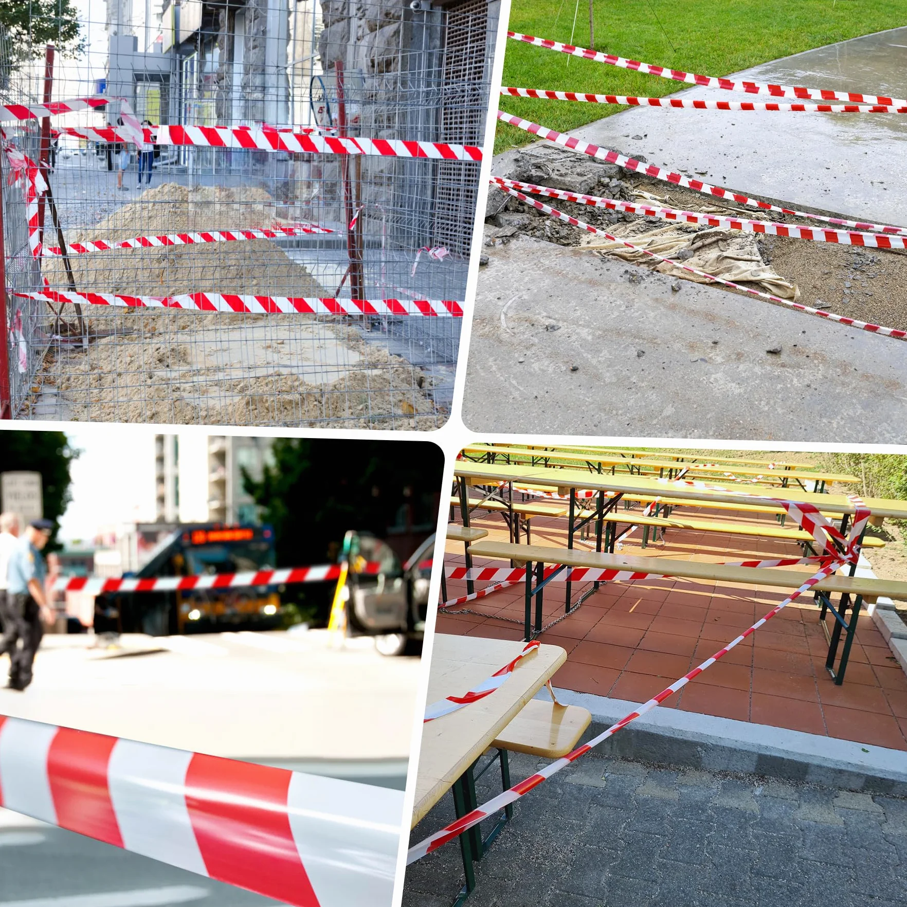 Taśma Barierowa Czerwono-Biała 300 m x 75 mm, Taśma Trzepocząca o Wysokiej Odporności na Rozdarcie, Taśma Ostrzegawcza z Stabilnym Kolorem, Odpowiednia do Ostrzeżenia w Obszarach Niebezpiecznych