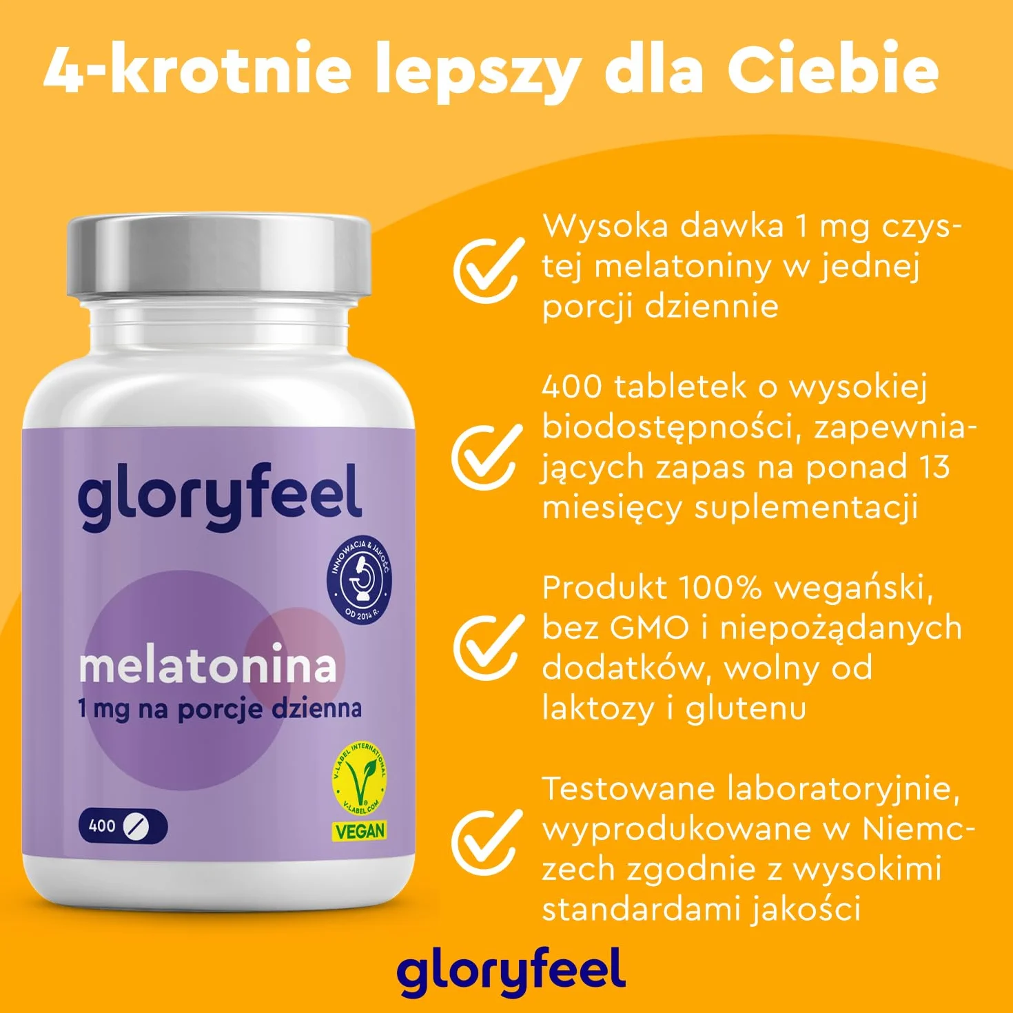Suplement czystej melatoniny, 400 tabletek (ok. 12 miesięcy), wspomaganie snu*, lepsza regeneracja, wysoka dawka wspomagająca sen, 100% wegańskie, bez dodatków i sztucznych aromatów