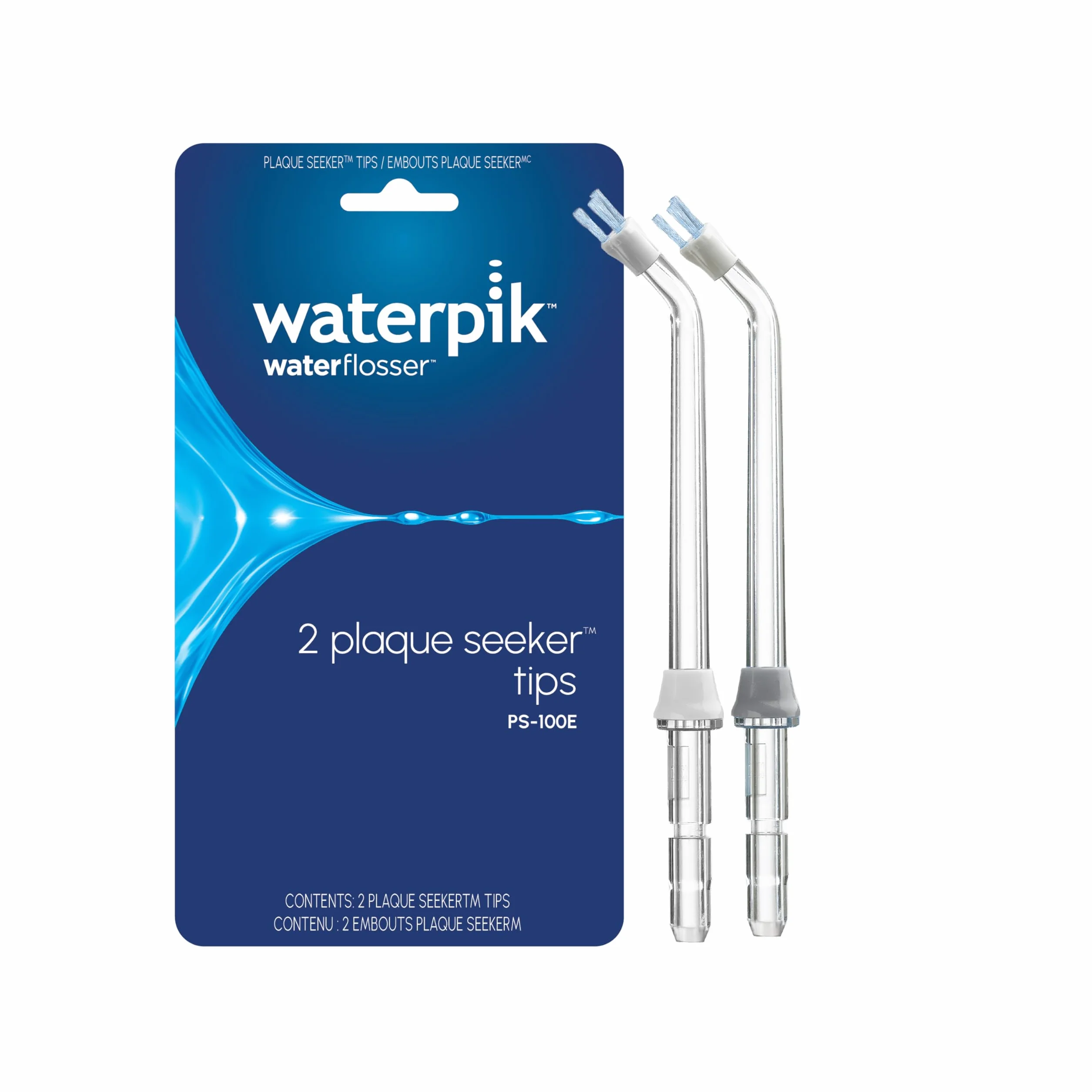 Waterpik Końcówka do Irygatora Plaque Seeker, Wymienna Końcówka do Czyszczenia Implantów, Koron, Mostków, Działa z Modelami WP-450 i WP-100, 2 Sztuki (PS-100E)